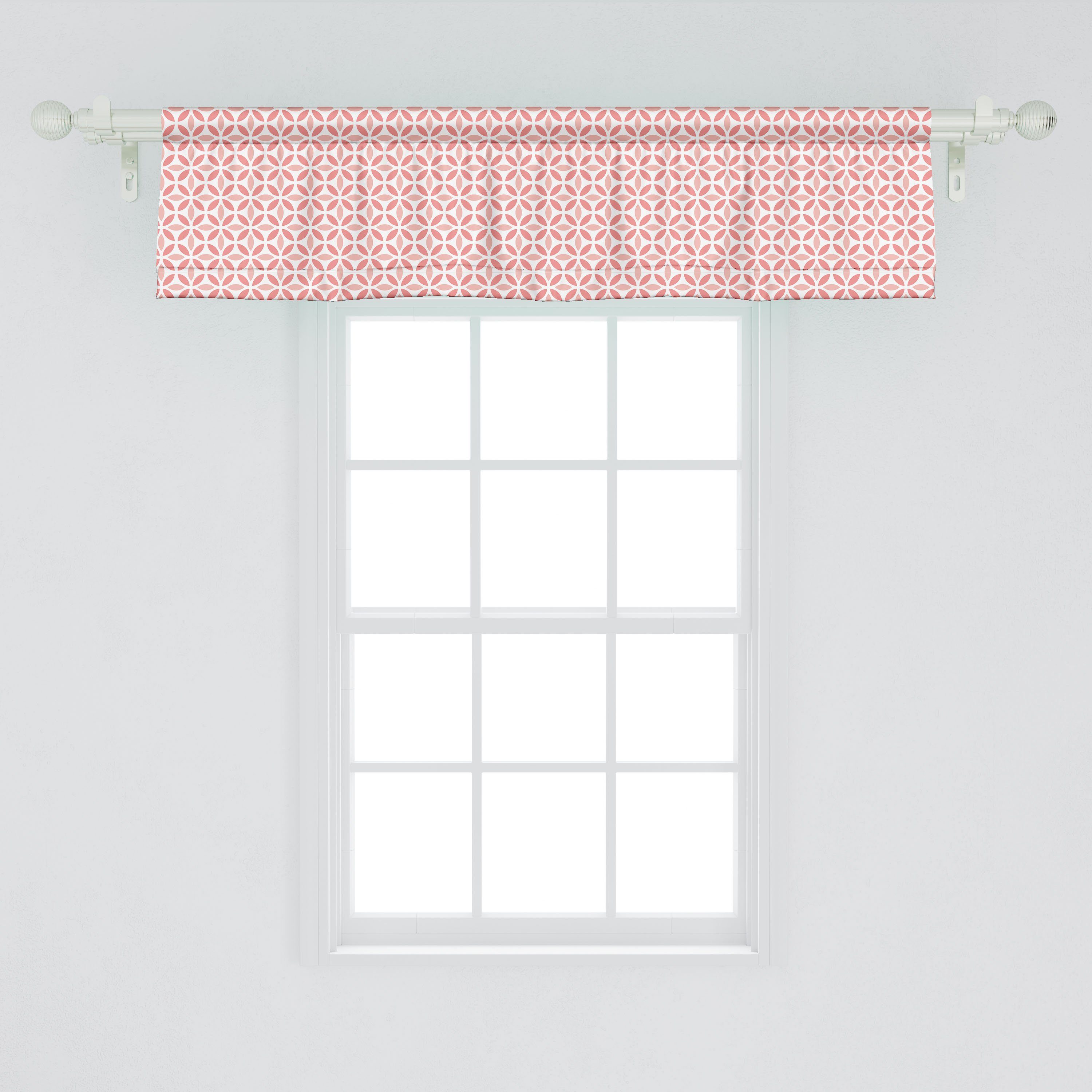 Scheibengardine Dekor Floral Microfaser, Kreise Küche mit Vorhang Volant für Geometrie Schlafzimmer Abakuhaus, Abstrakte Stangentasche,