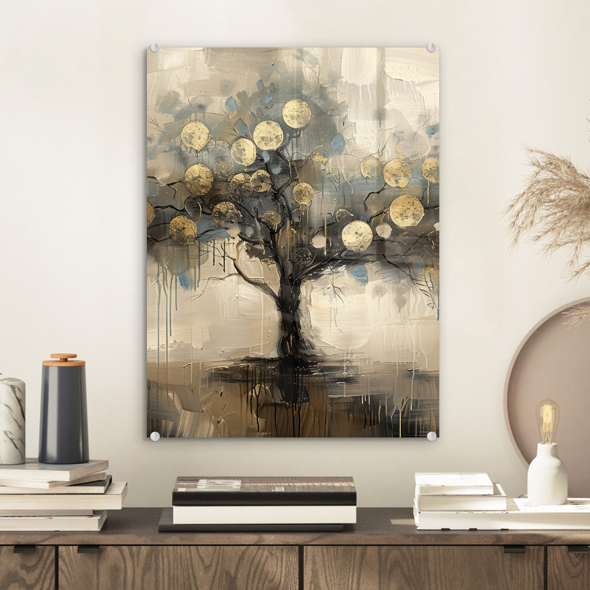 MuchoWow Acrylglasbild Beige - Abstrakt - günstig online kaufen
