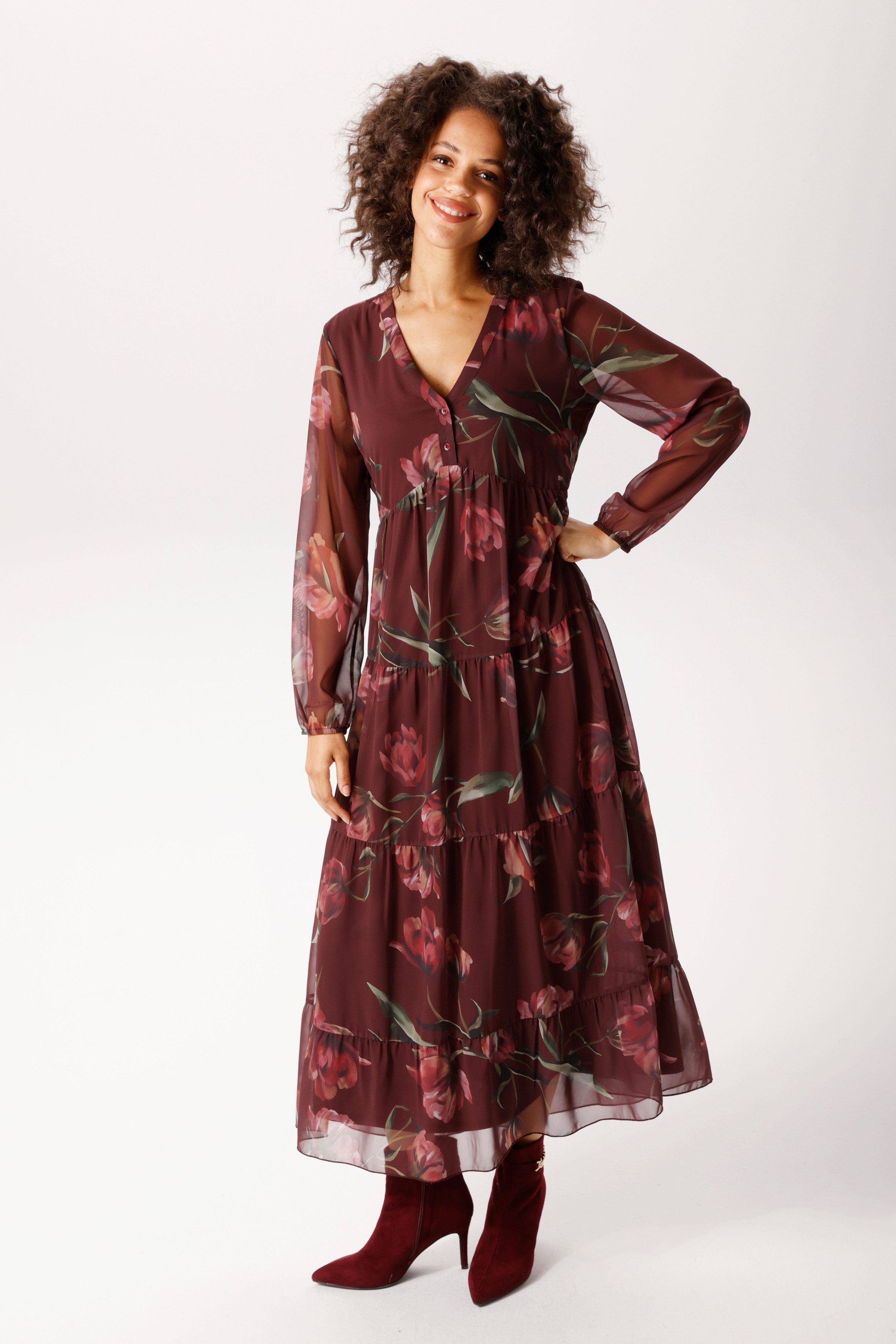Aniston CASUAL Maxikleid mit großflächigen, farbharmonischen Blumendruck - NEUE KOLLEKTON