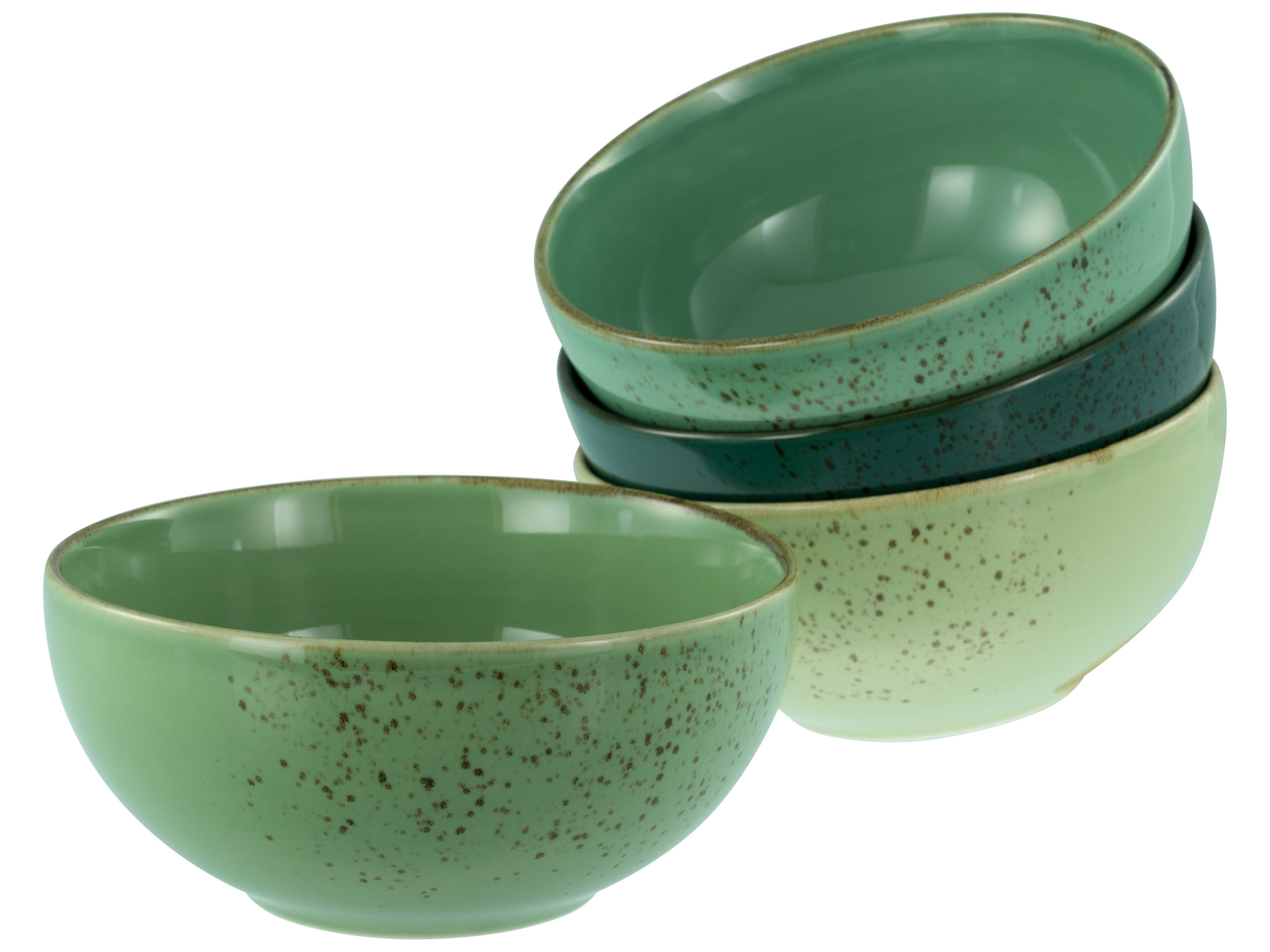 CreaTable Schale Nature Collection, Buddha Bowl 4-tlg, Steinzeug, (Set, 4-tlg), Handwerklicher Look, Vintage, Höhe 8,5 cm