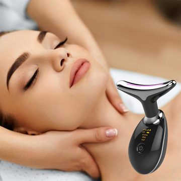 Bifurcation Nacken-Massagegerät Elektrisches Gesichtsmassagegerät (3/7-Farben-LED-Modus), 1-tlg., Intensiv gepulstes Licht, Faltenentfernung, tragbar