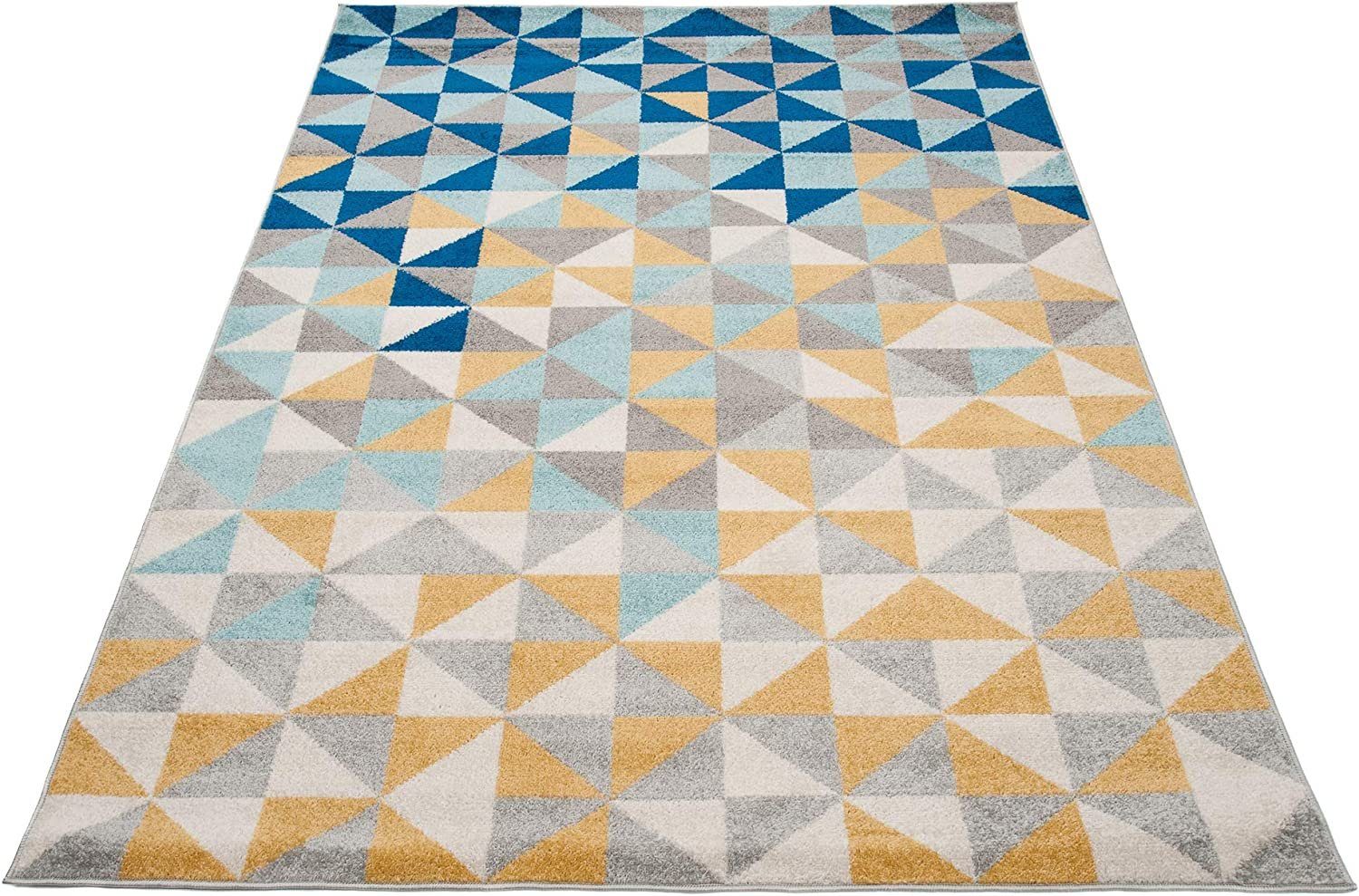 Teppich LAZUR_Geometric, Kurzflor, Modern, 80x150, Grau-Türkis-Gelb Geometrisch, Gemustert Mazovia
