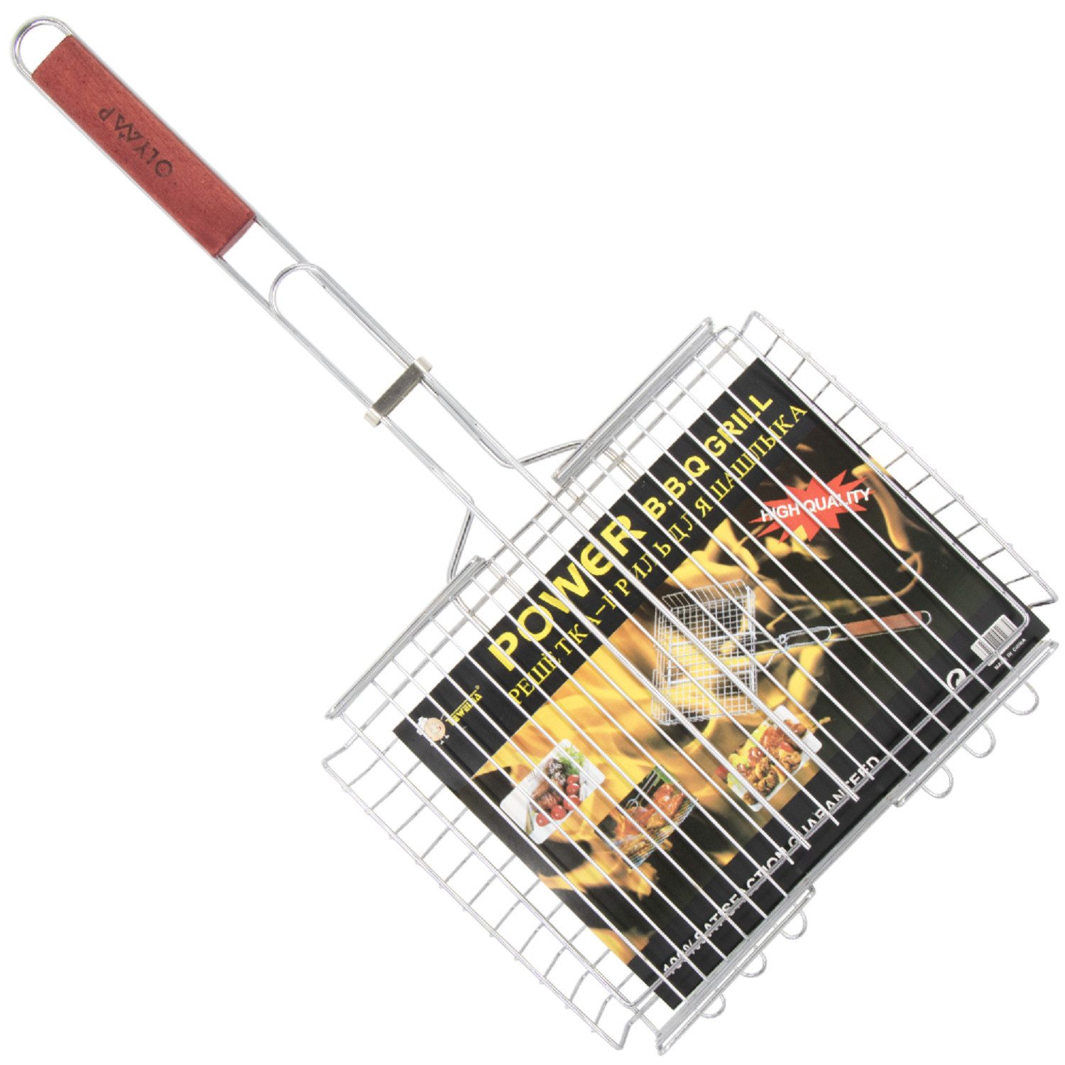 Olymp Handels GmbH Grillrost Grillrost Grillgitter aus Edelstahl mit Holzgriff 24 x 33 cm