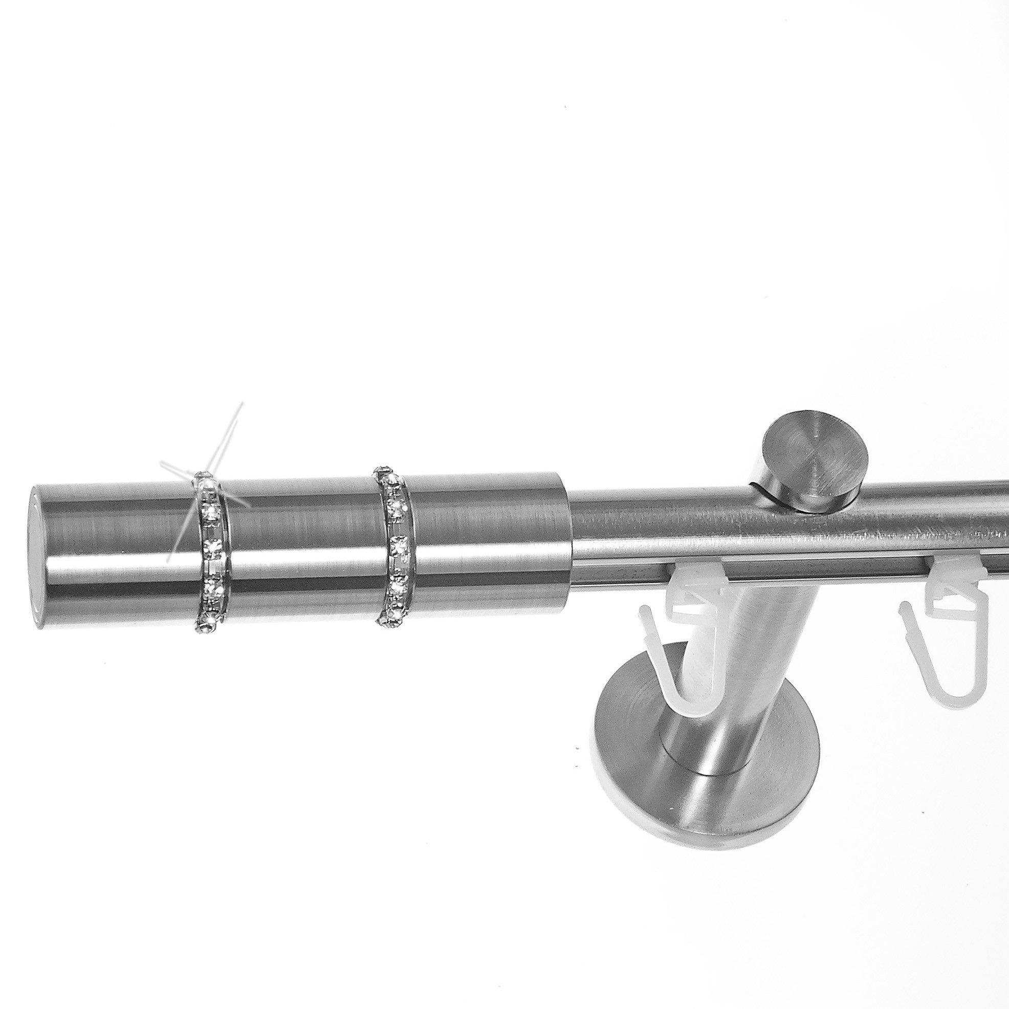 BASIT Gardinenstange Innenlauf 16 mm mit Wandträgern 540 cm E26, Ø 16 mm, 1-läufig, verschraubt, Aluminium, H70 540 cm E26 Kristall