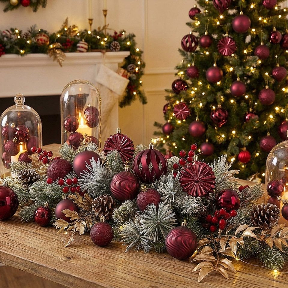 Sorvyzxn Weihnachtsbaumkugel 48-teiliges Set mit bemalten Weihnachtskugeln, Geeignet für Weihnachtskränze und Weihnachtsbaumdekoration – Bild 3 von 5