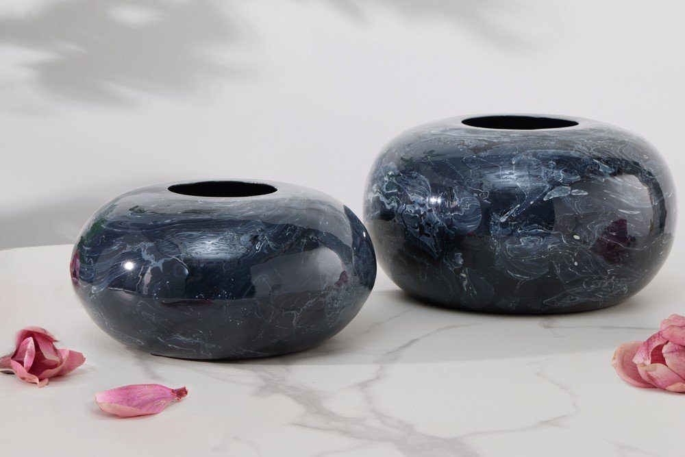 riess-ambiente Kugelvase STONE 25cm schwarz (Set, 2 St), Dekovase · Marmor · Eisen · Wohnaccessoire · Handarbeit · Wohnzimmer