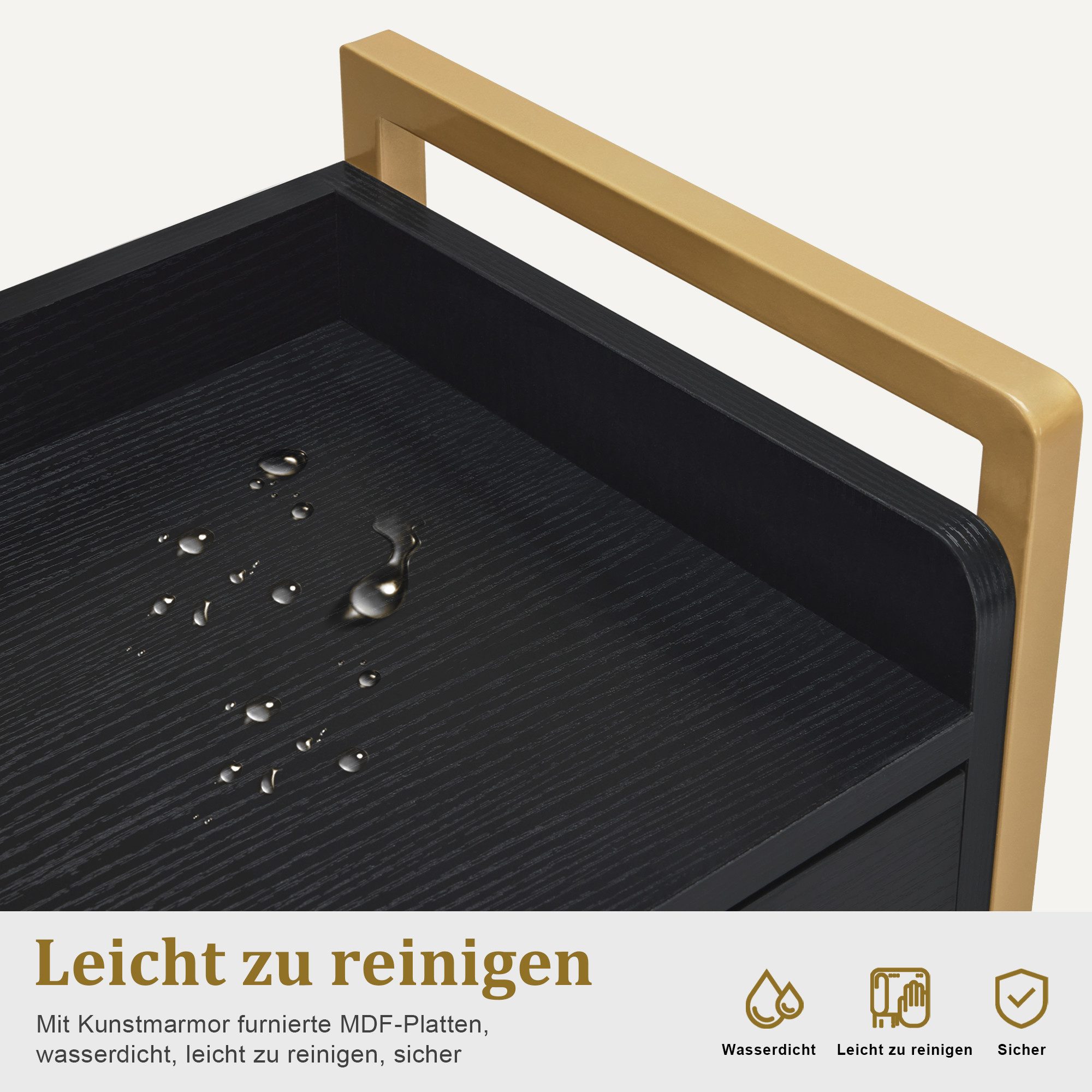 MCombo Servierwagen M MCombo Friseurwagen mit Rollen & 3 Schubladen, Servierwagen 0022, mit Rollen, 3 Schubladen, 2 Ablagen, Getränkehalter – Bild 5 von 5