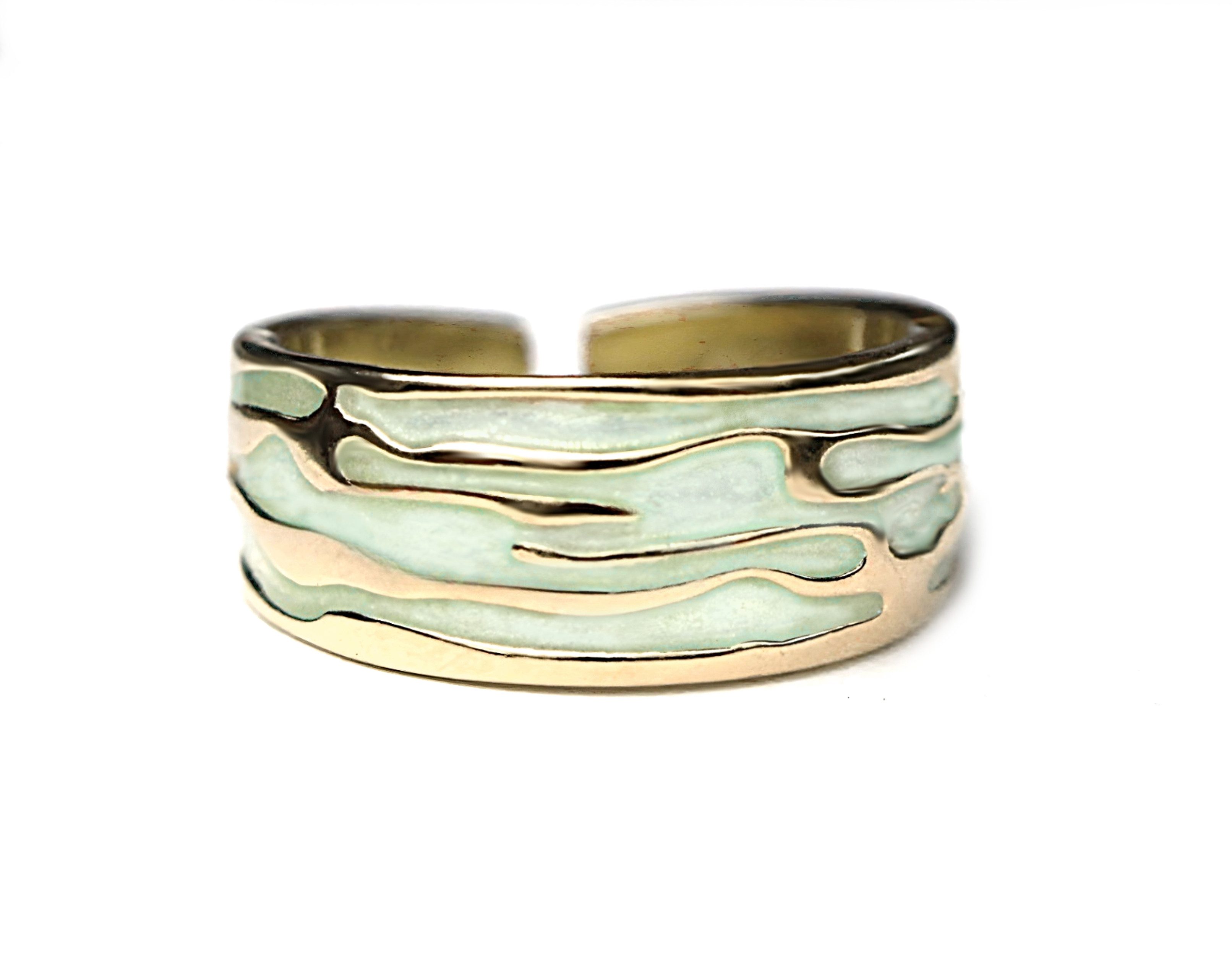 Villa Sorgenfrei Schmuckmanufaktur Silberring Meeres Ring hellgrün gold. Ve günstig online kaufen