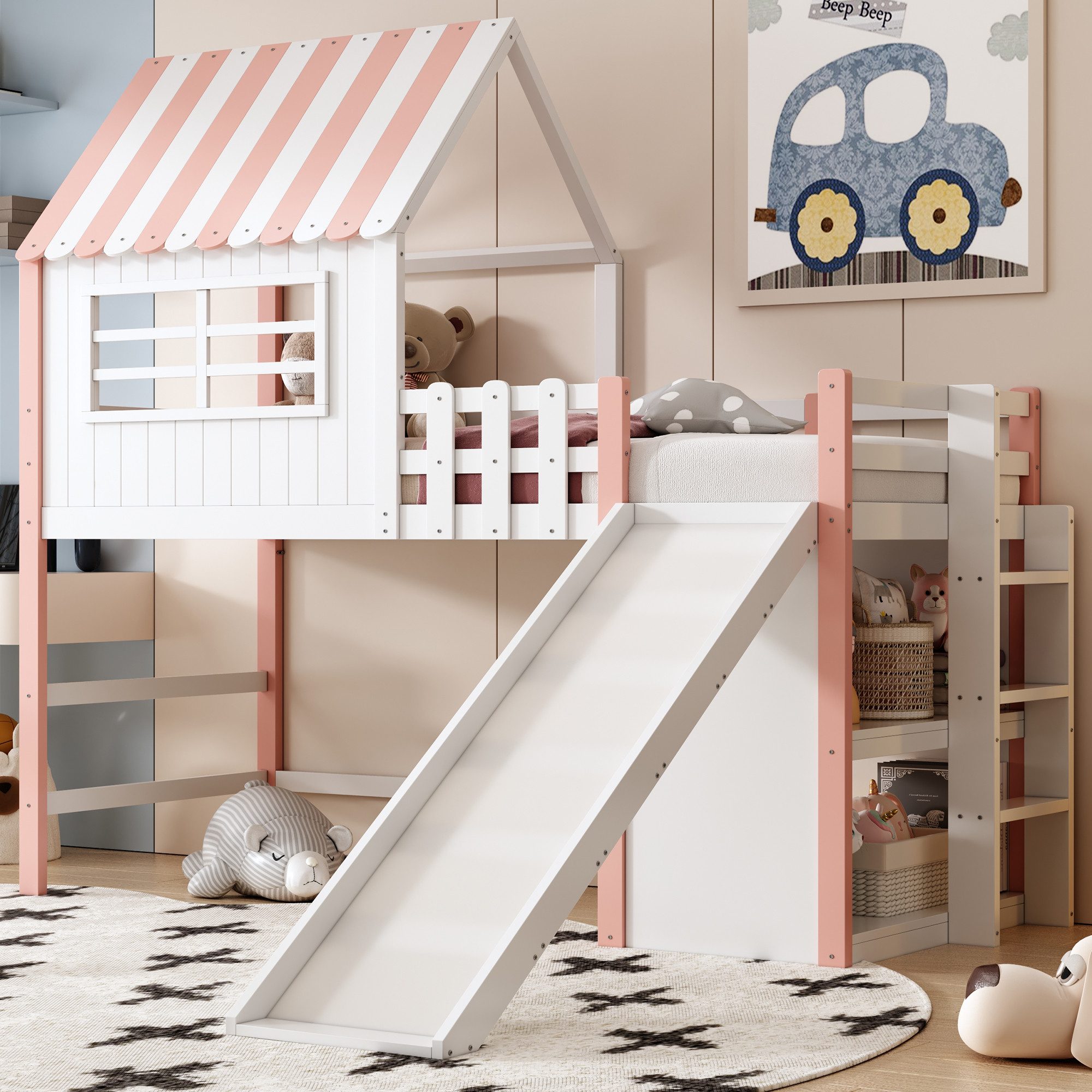 MODFU Kinderbett Massivholz Spielbett, Hochbett (mit günstig online kaufen
