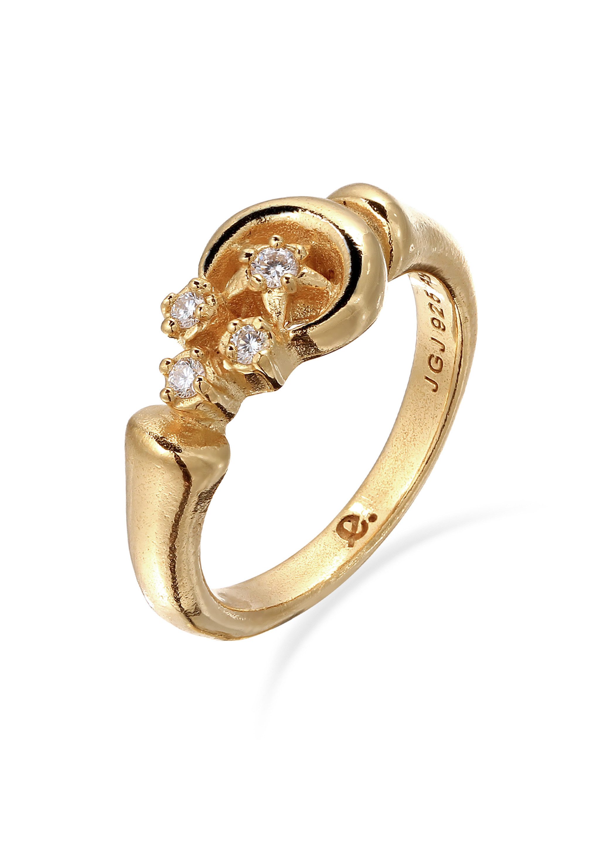 Elli Premium Fingerring Mond Sterne Topas Weiß 925 Sterling Silber