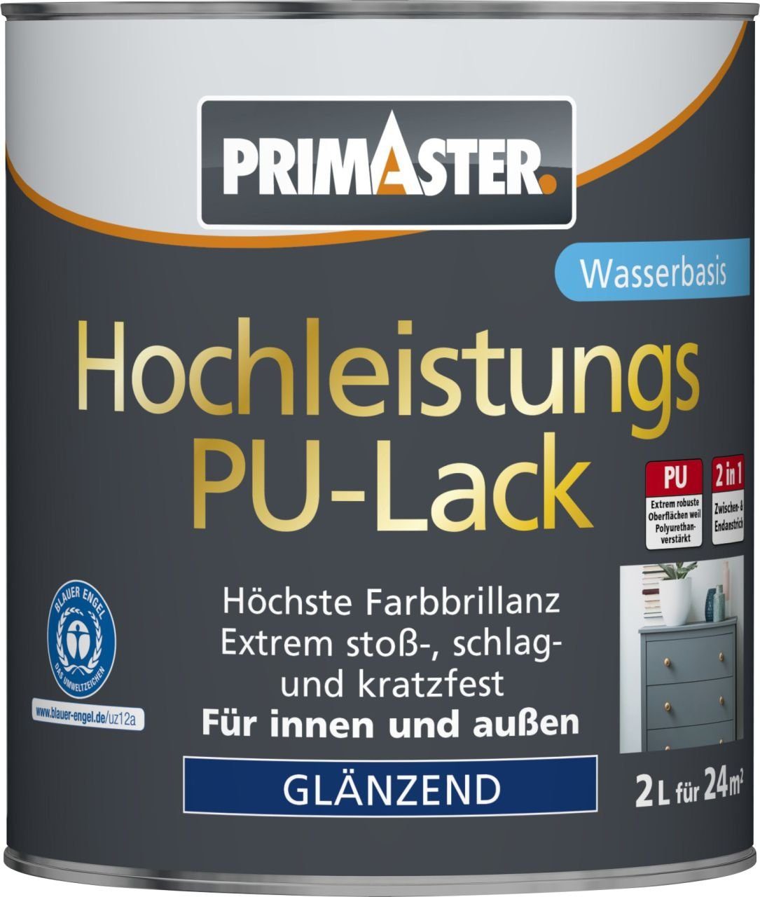 Primaster Acryl-Buntlack Primaster L 2in1 RAL 2 9010 Hochleistungs-PU-Lack