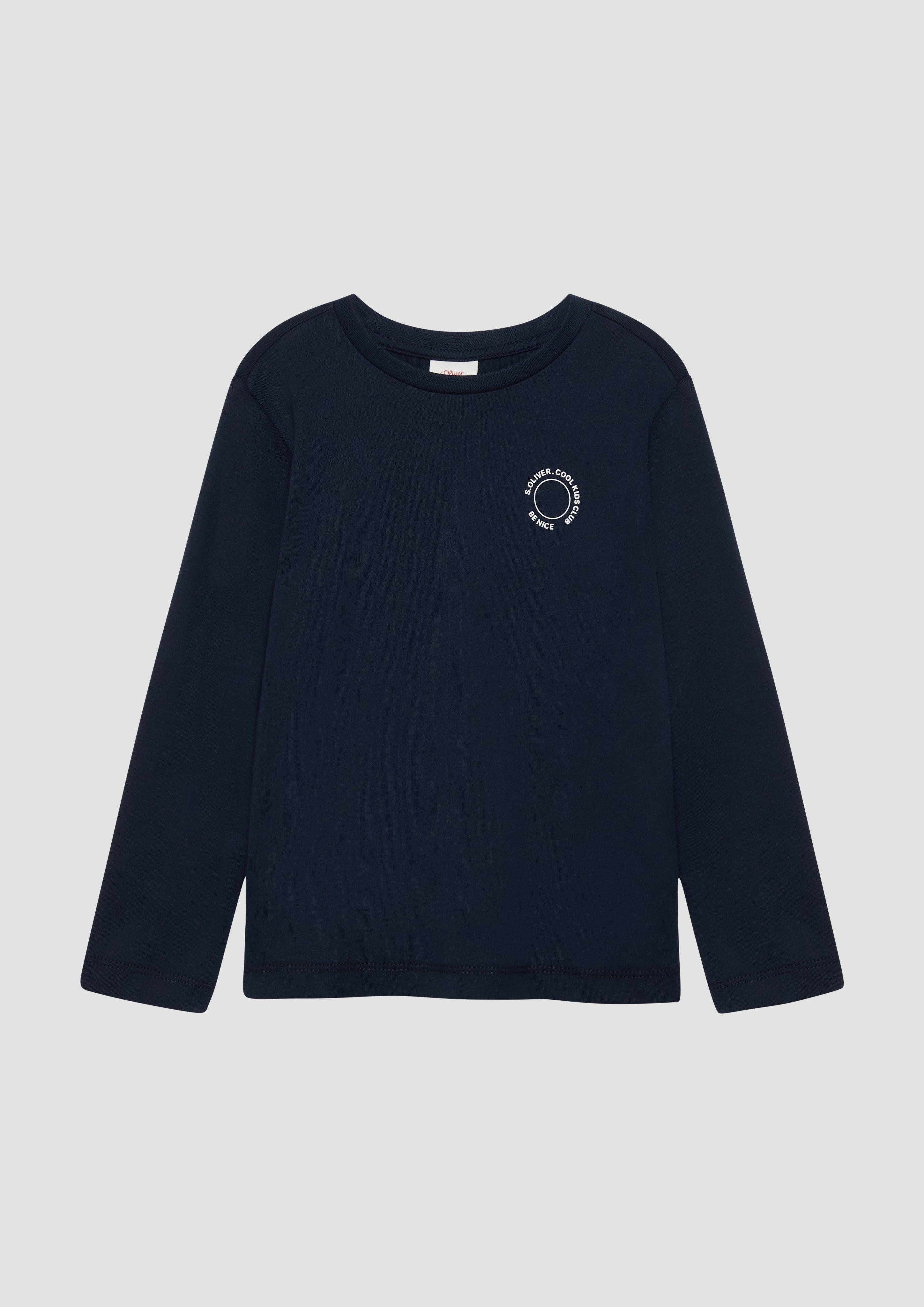 Langarmshirt Unisex Longsleeve aus Baumwolle mit kleinem Print-Detail