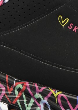 Skechers UNO-LOVING LOVE Wedgesneaker mit coolem Graffiti-Print, Freizeitschuh, Halbschuh, Schnürschuh