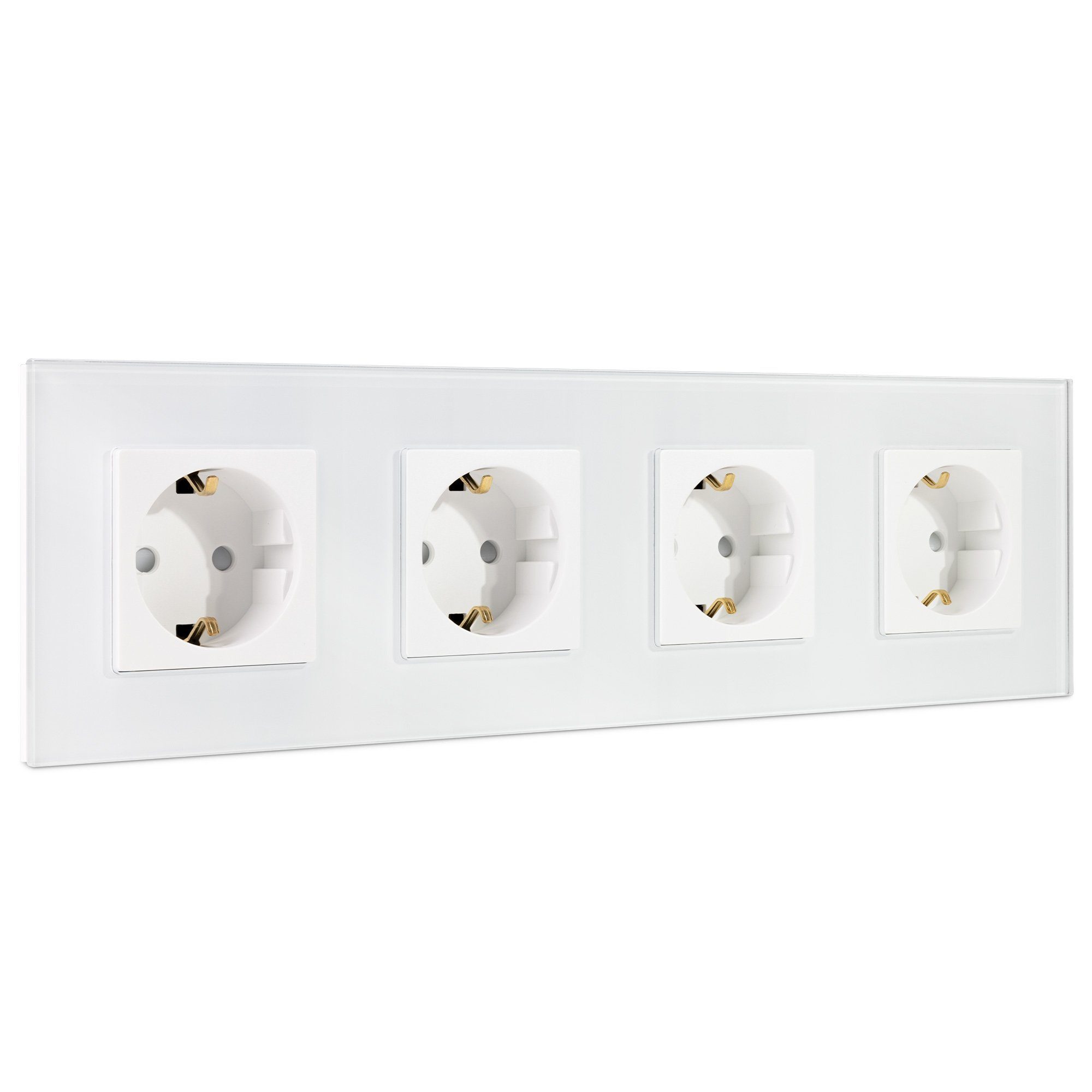 Navaris Steckdose Glas Schuko Steckdose vierfach - mit Montagematerial - Glasrahmen, 1-St.