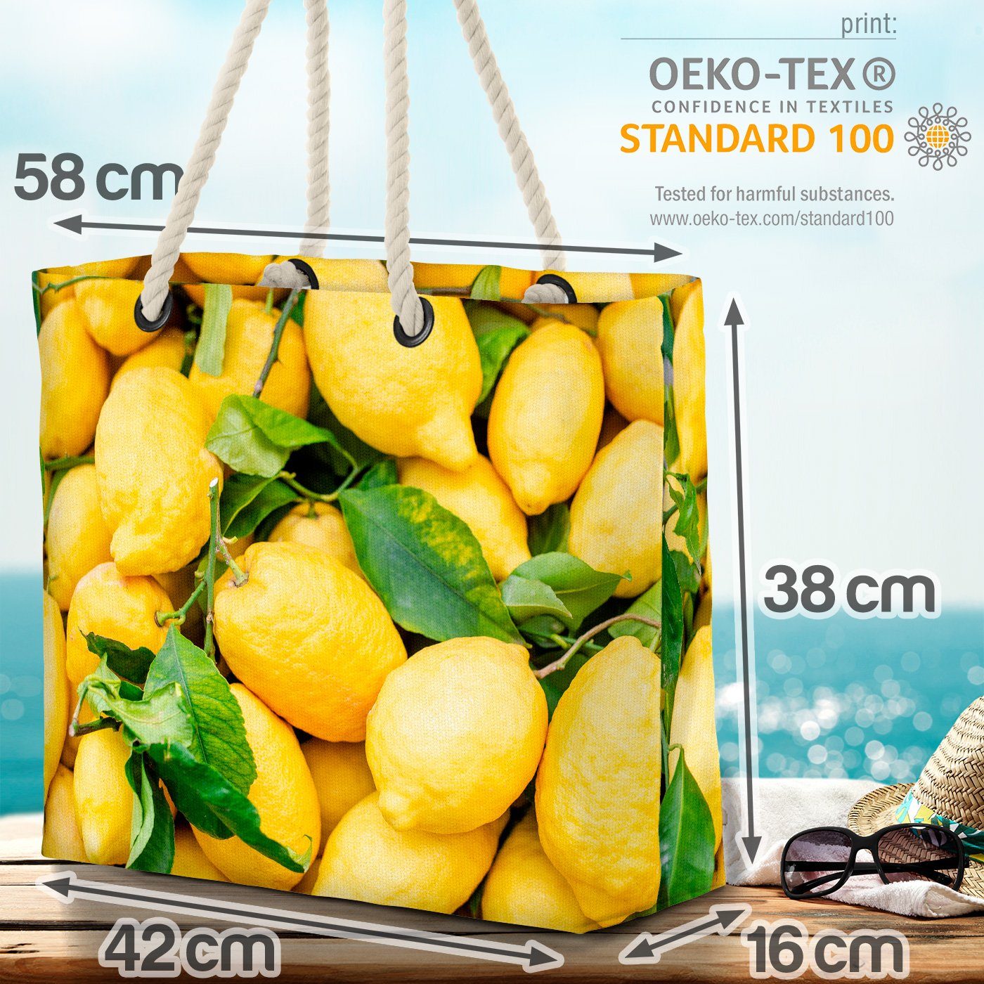 VOID Strandtasche (1-tlg), Frucht Italien Obst Zitronen Zitronen Urla Italien Obst Zitrusfrüchte