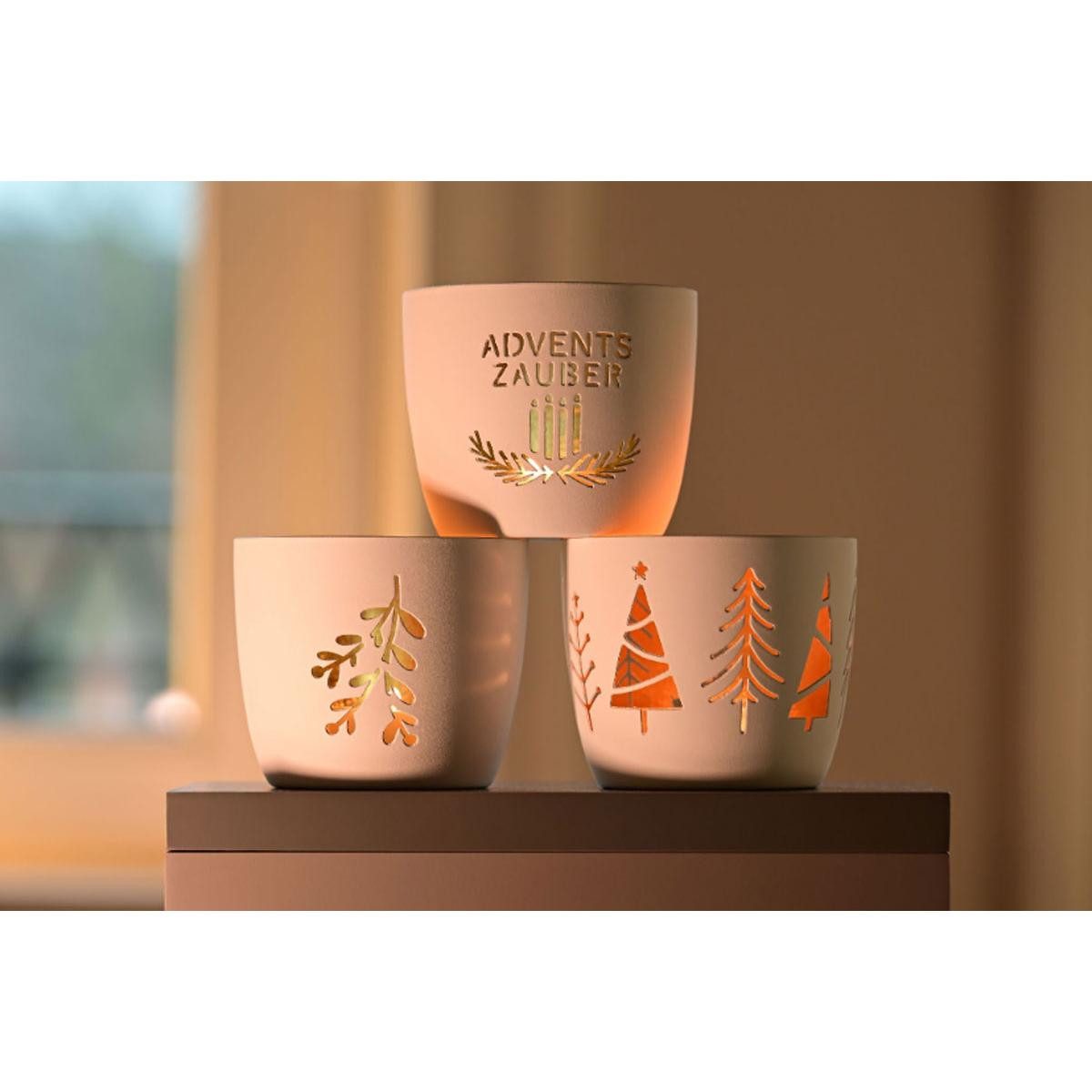 Giftcompany Windlicht Windlicht Madras Tannen Weiß Gold günstig online kaufen