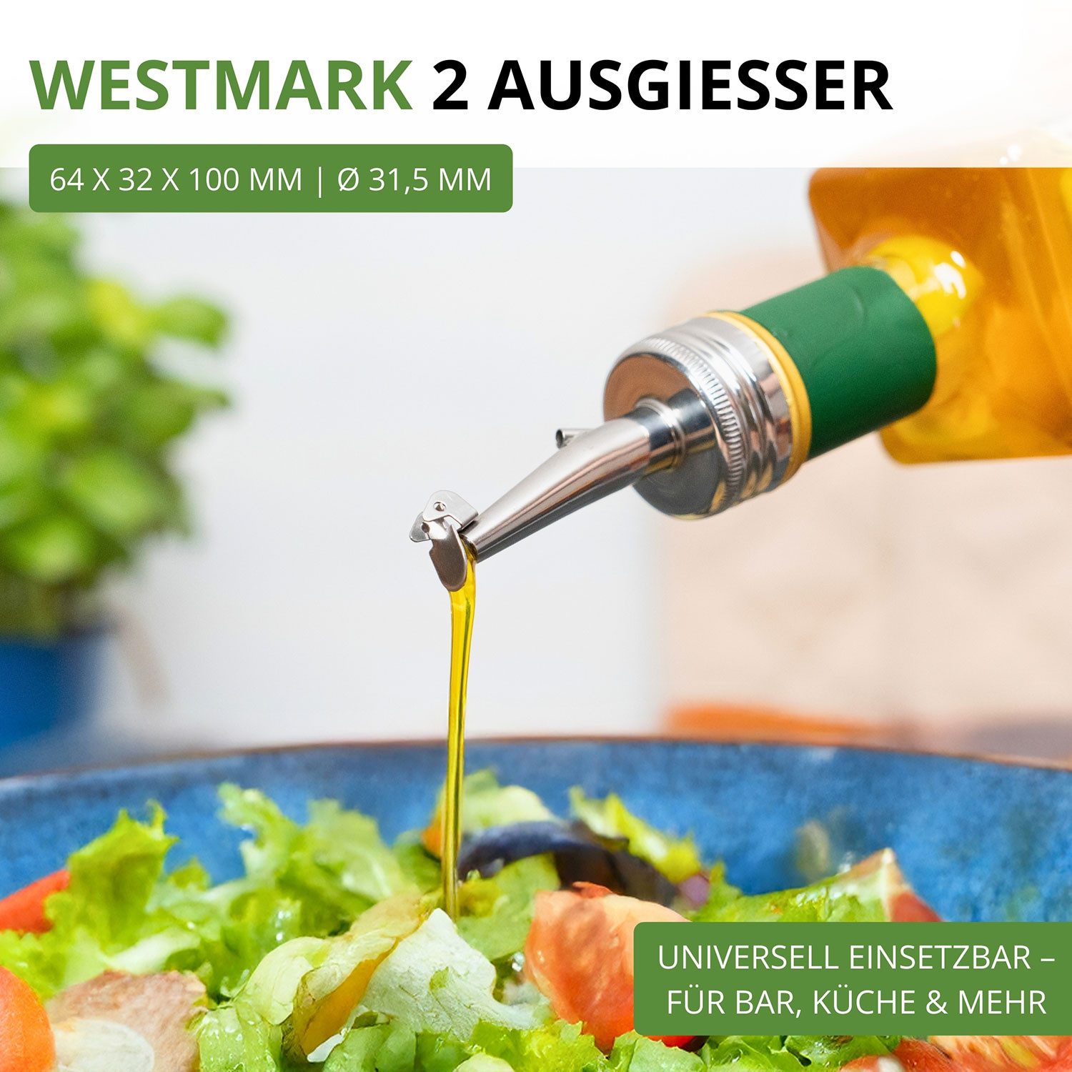 WESTMARK Flaschenausgießer 2 Stk., für Flaschen mit Schraubgewinde, Ø 28 mm, mit Kläppchen