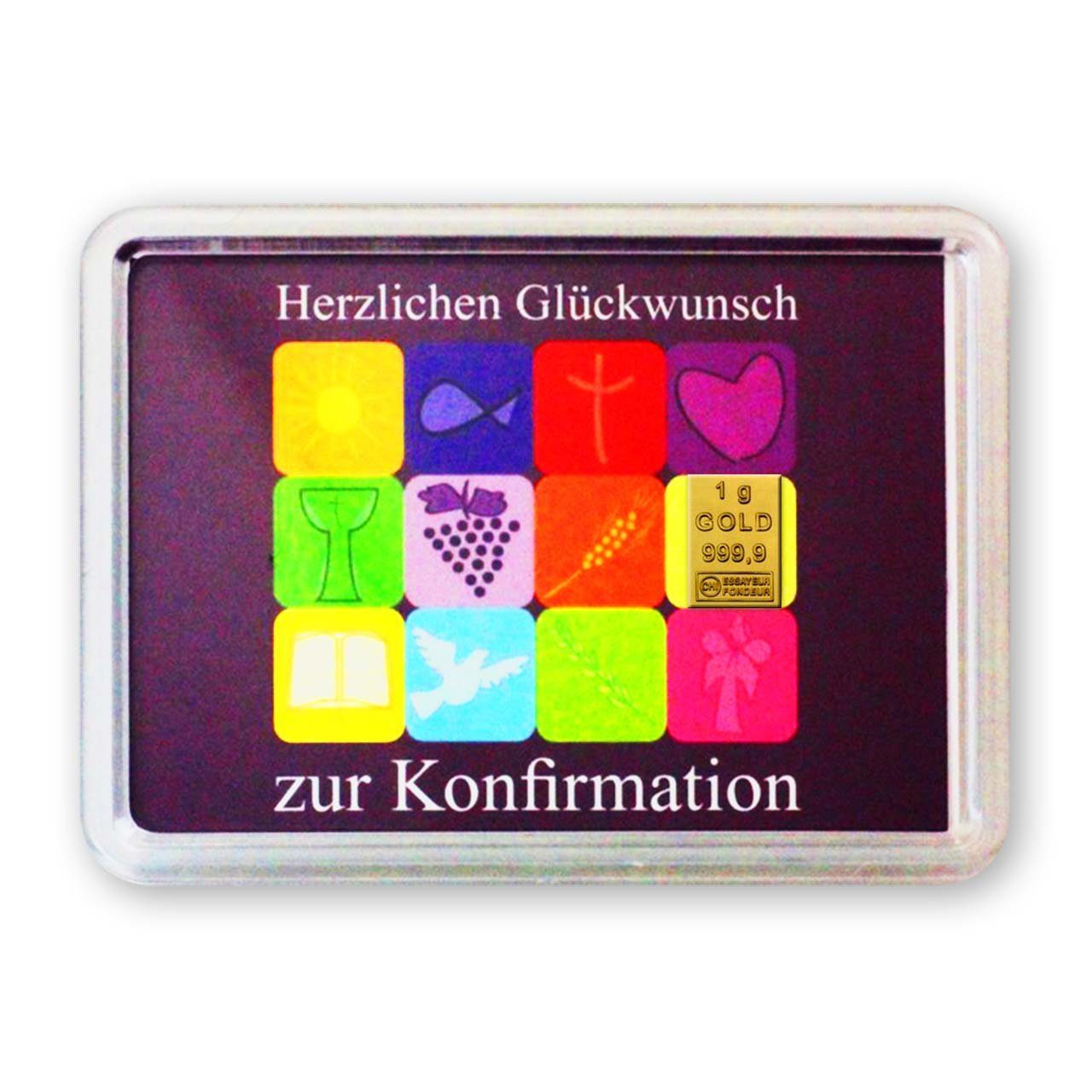 Goldschulz Grußkarten 1 Gramm Gold Grußkarte Motivbox Konfirmation / Zur