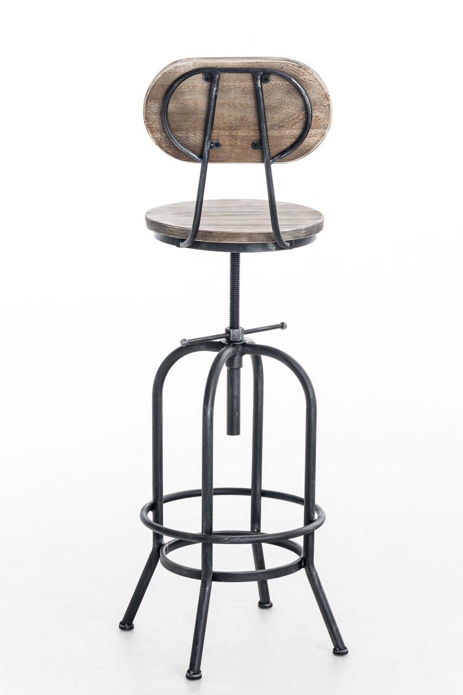 TPFLiving Barhocker Holz Sitzfläche: Fußstütze - antik (mit - - - Pino Metall & silberfarbenes Gestell: für Küche), Theke drehbar Hocker höhenverstellbar 360°
