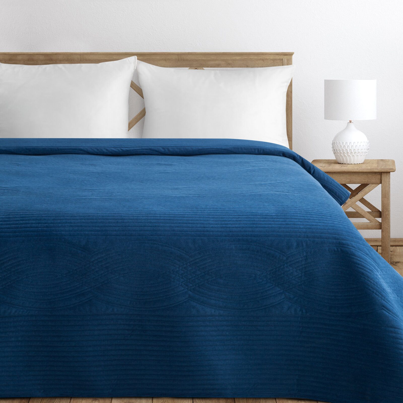 Eurofirany Tagesdecke VELVET, Steppdecke Samtdecke Karomuster Weicher Überwurf Velours