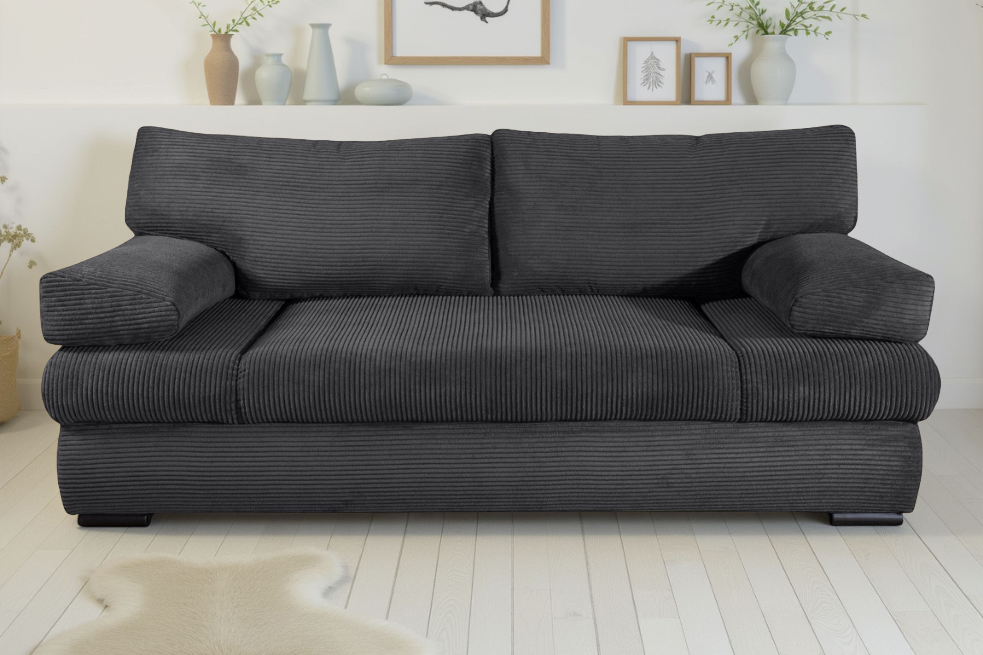 COLLECTION AB Schlafsofa Tina, B: 200 cm, Liegefl. 146x200 cm, Schlaffunktion, Bettkasten & 2 Armlehnenkissen, Federkern