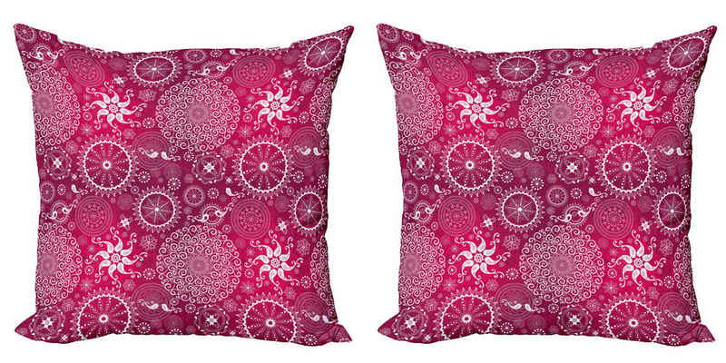 Kissenbezüge Modern Accent Doppelseitiger Digitaldruck, Abakuhaus (2 Stück), lila Mandala Anatolian Blume