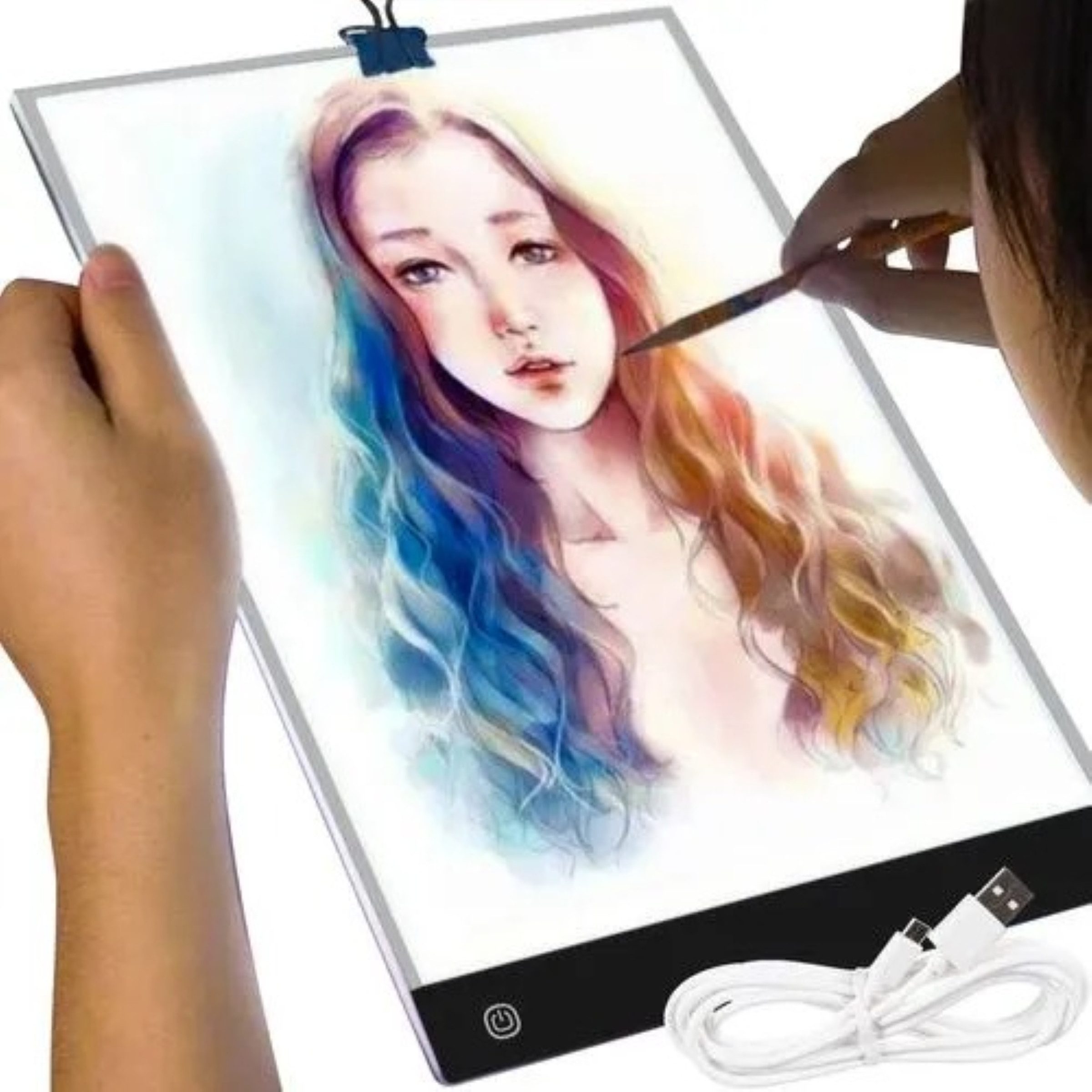 MAALEO Zaubertafel Skizzenblock LED Zeichenbrett A4 Leuchttablett USB Lichtpad Malen Set, (Zeichenbrett Set A4 mit 3 Helligkeitsstufen und Touch-Steuerung 1tlg, LED Leuchttablett Set inklusive USB-Ladekabel für kreative Projekte), Ultradünnes Lichttablett