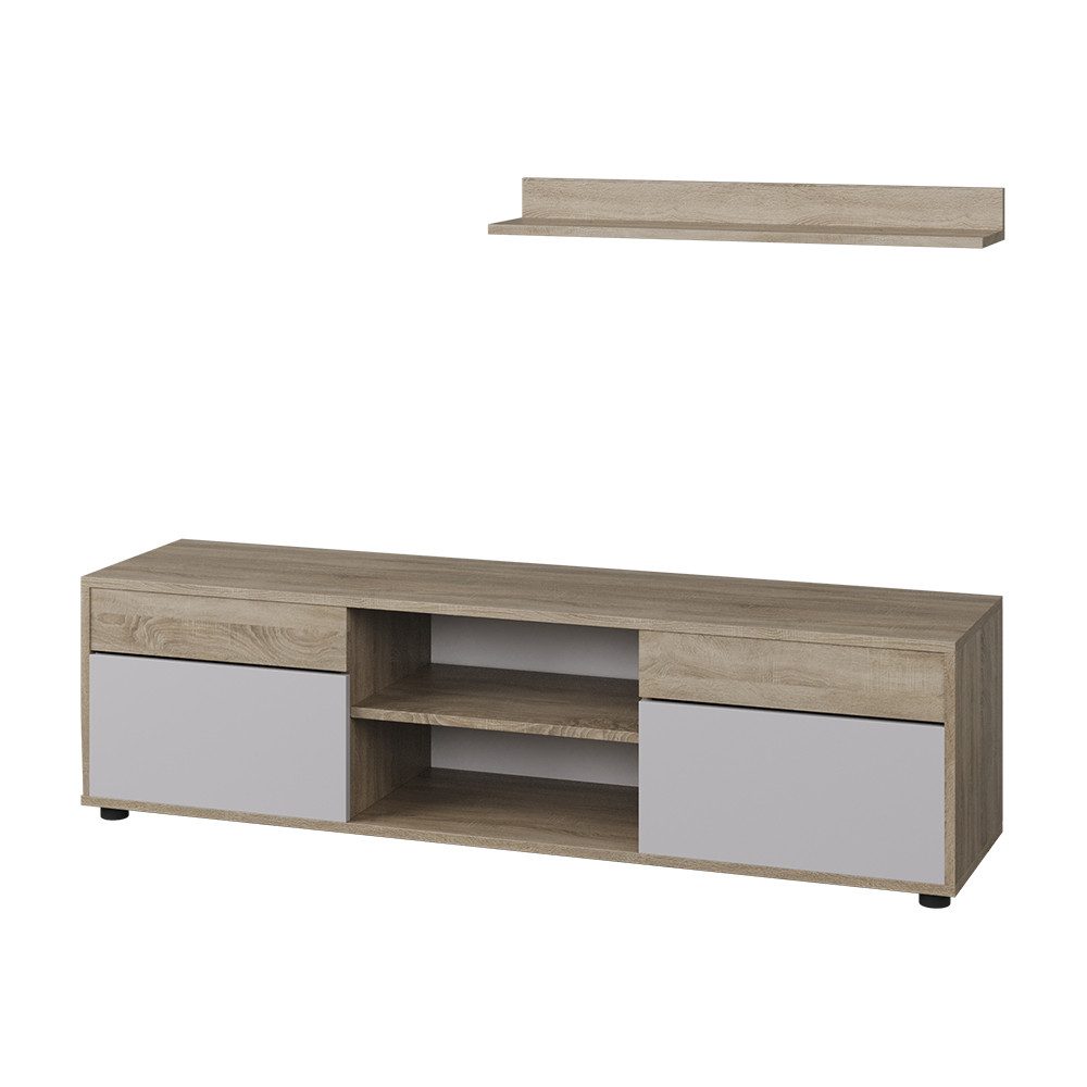 Vicco Wohnwand Berno, Sonoma/Weiß, 2 Teile, (1-St)