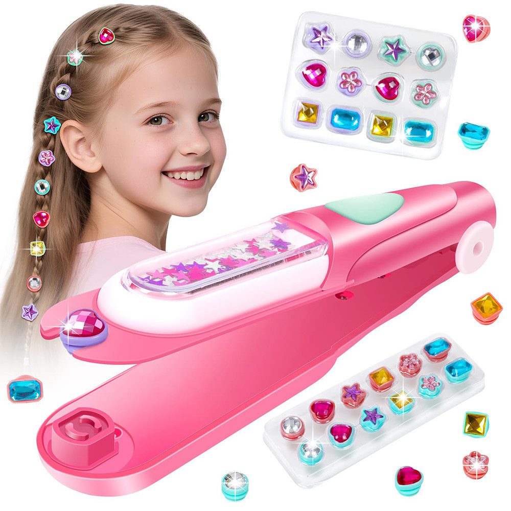 CLTYQ Kreativset Gems Siegel Kit für Haare, glänzender Haarschmuck für Mädchen, wiederverwendbares Frisierwerkzeug, Geburtstagsgeschenke