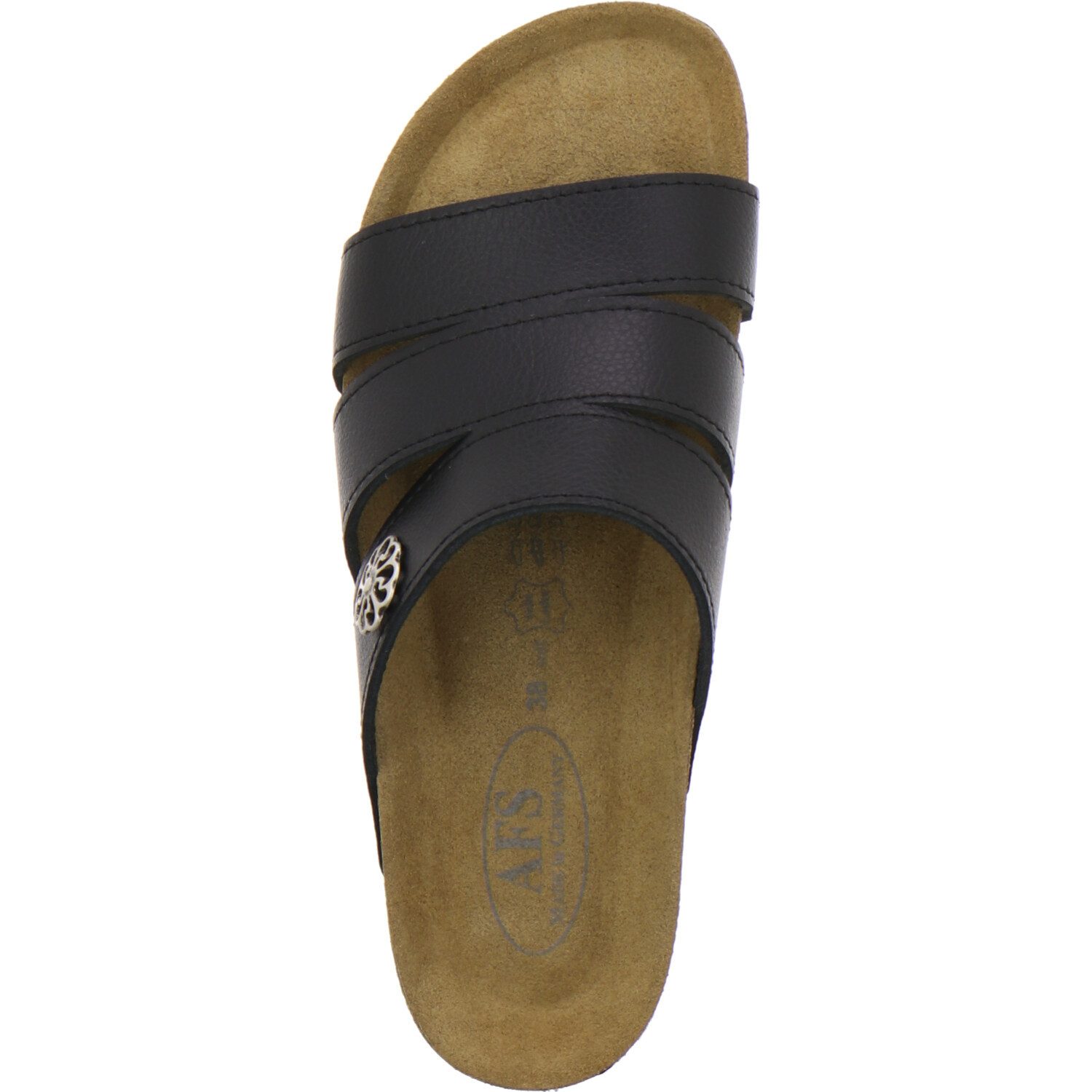 AFS-Schuhe 211323 modische Pantolette für Damen mit Fußbett, bequeme Sandalen aus Leder