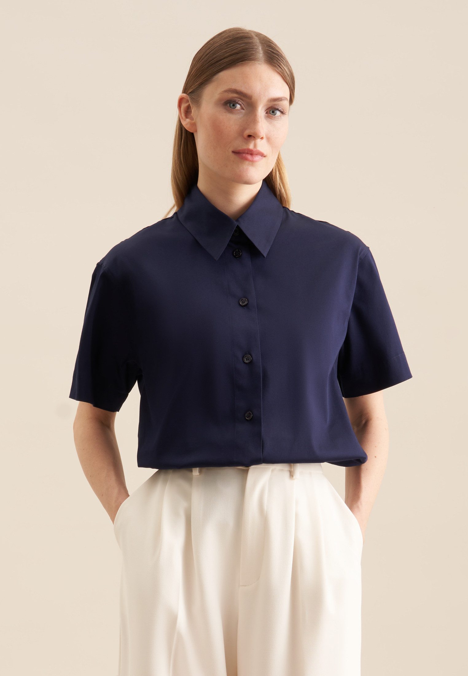 seidensticker Hemdbluse Schwarze Rose 1/2 Kragen Uni