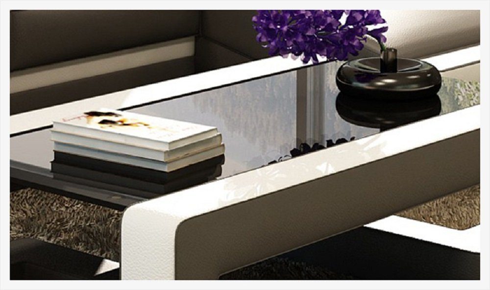 Glas Wonzimmer JVmoebel Sofa Couchtisch Sofatisch Leder Tisch Beistell Design Tische Couch