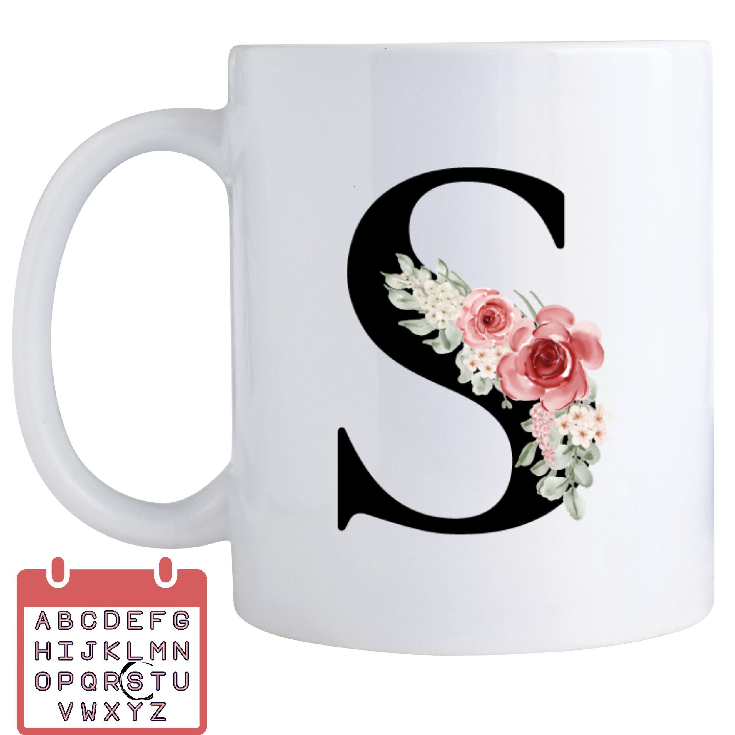 Giftandprint Tasse personalisiert mit Anfangsbuchstabe Monogramm Geburtstag Geschenk Frau, Geschenke für Frauen, Spülmaschinengeeignet, Mit Geschenkbox