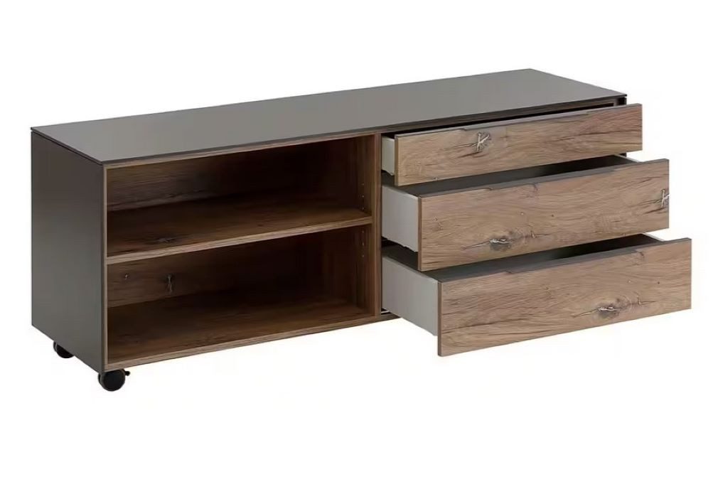 Maja Möbel Schreibtisch Tajo mit Container in Zinneiche & Metall Anthrazit (Spar-Set, 2-St., 1 Tisch mit Container), Breite 190cm