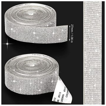 Henreal Klebestreifen 1 Rolle Glänzendes Selbstklebende Kristall-Strassbänder, 2,7 x 90 cm