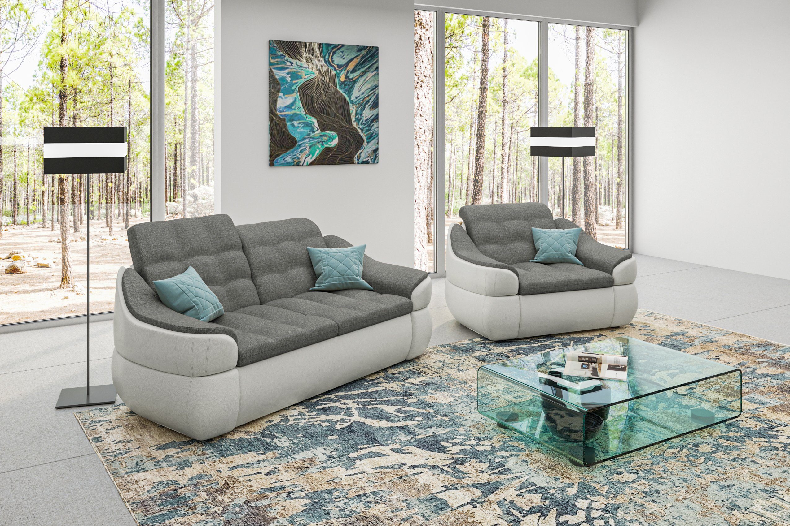 Sofa Alisa, Stylefy und aus Modern (2-tlg), bestehend Design 2-Sitzer (Set Polstergarnitur Sessel,