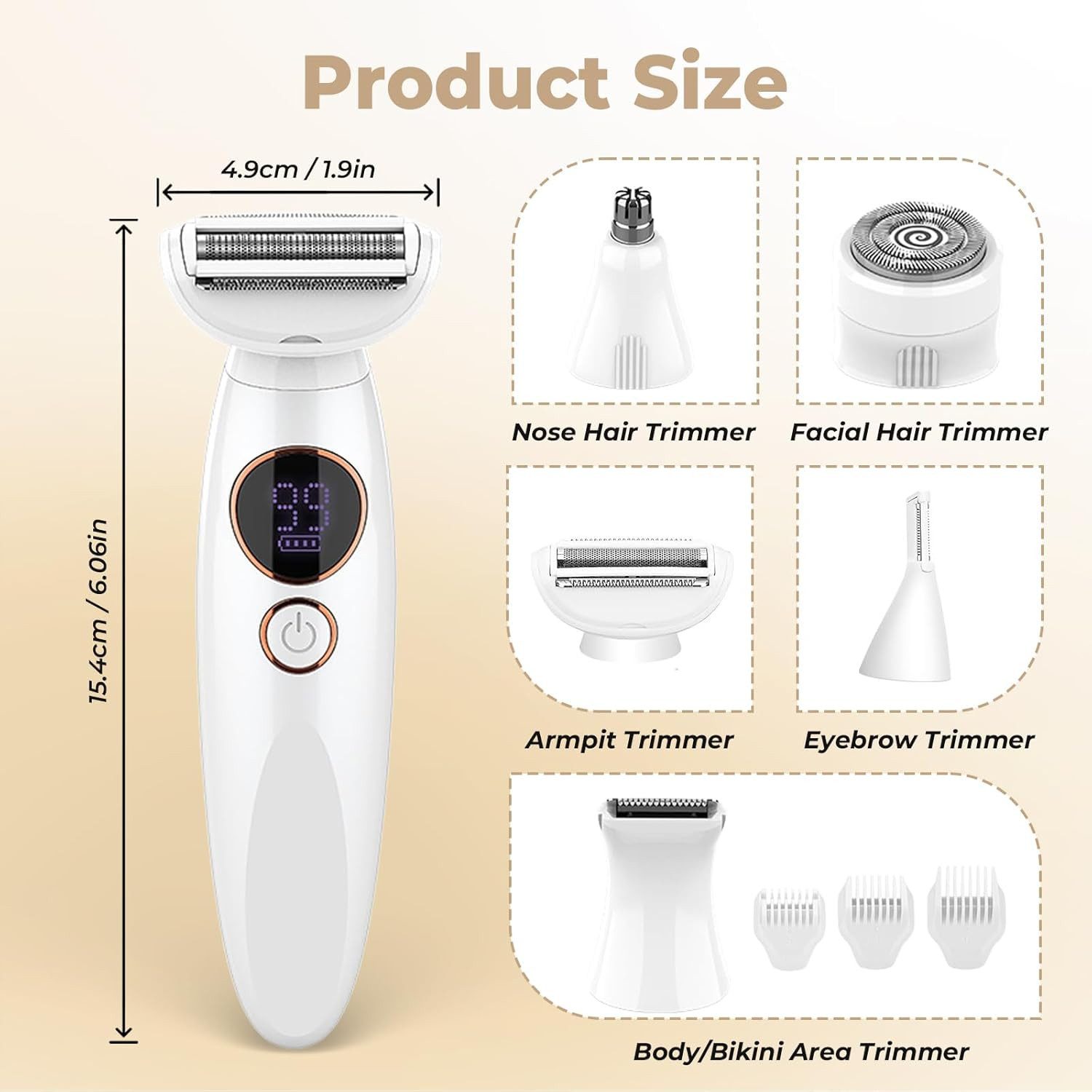 inschimmer Epilierer 5-in-1 Intimrasierer Rasierer Damen Elektrisch mit USB Ladestation, Damenrasierer für Intimbereich, Gesicht, Bikini & Körper – Bild 2 von 5