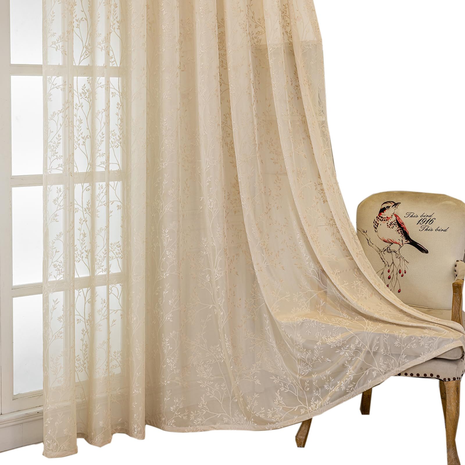 Agger Gardine Spitze Voile Gardinen,Jacquard-Vorhänge mit Metallösen 1 Artikel (1 St), Geeignet für Wohnzimmer/Schlafzimmer: Transparente Schiebegardinen