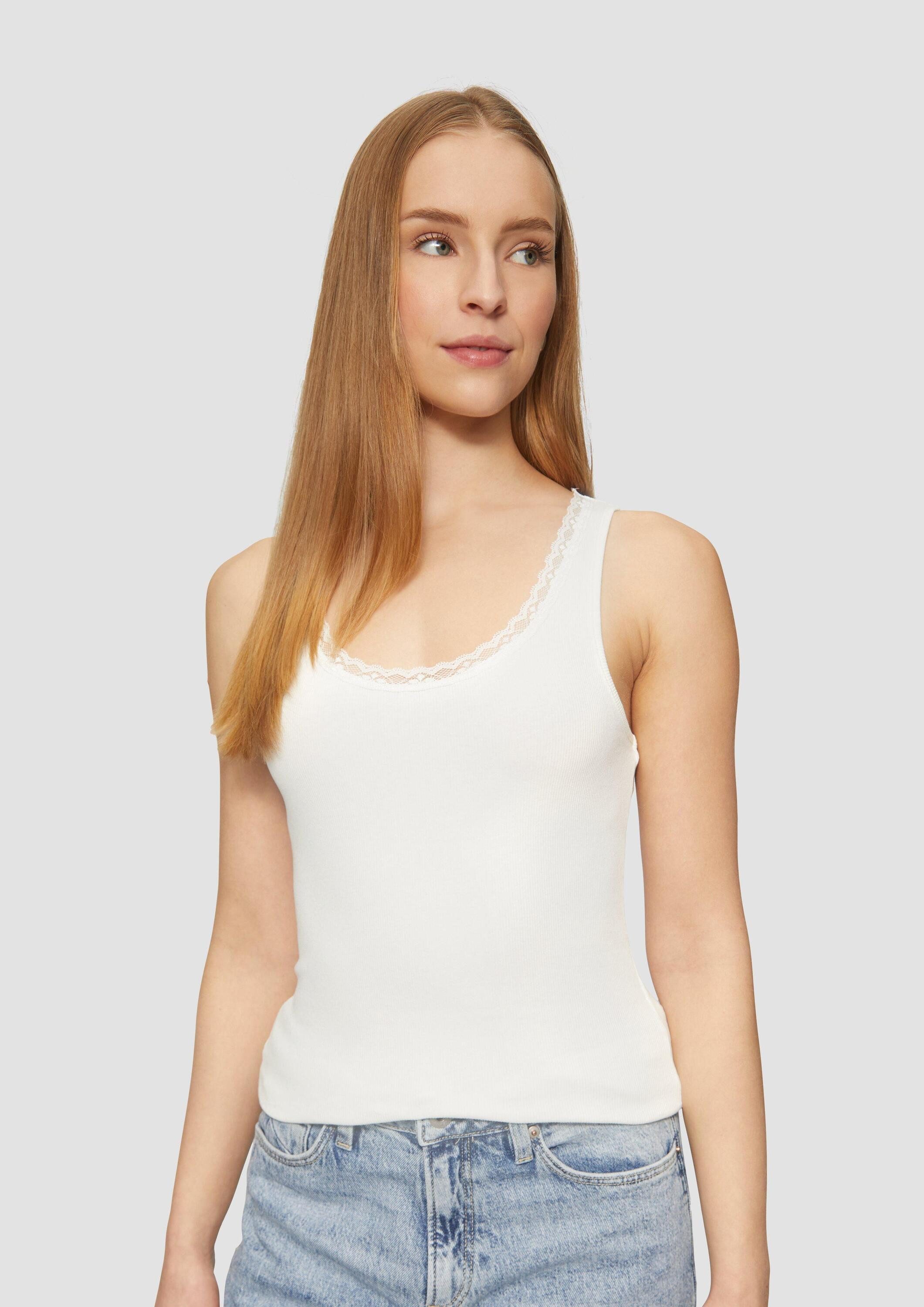 QS Muskelshirt T-Shirt Ripptop mit Spitze günstig online kaufen