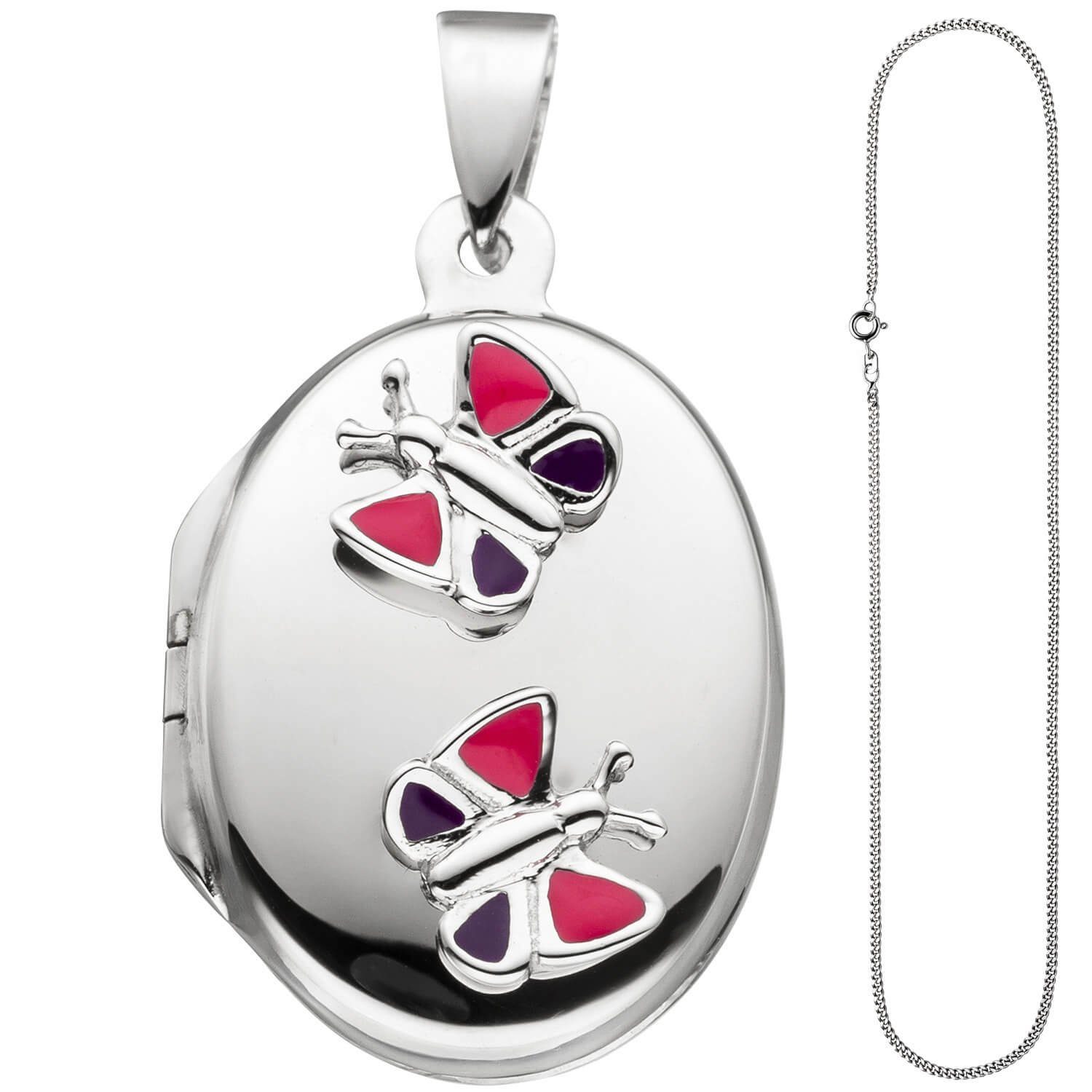 Fotos Schmetterling oval Krone Schmuck mit 925 Öffnen 2 Silberkette Silber Medaillon zum Halskette 50cm