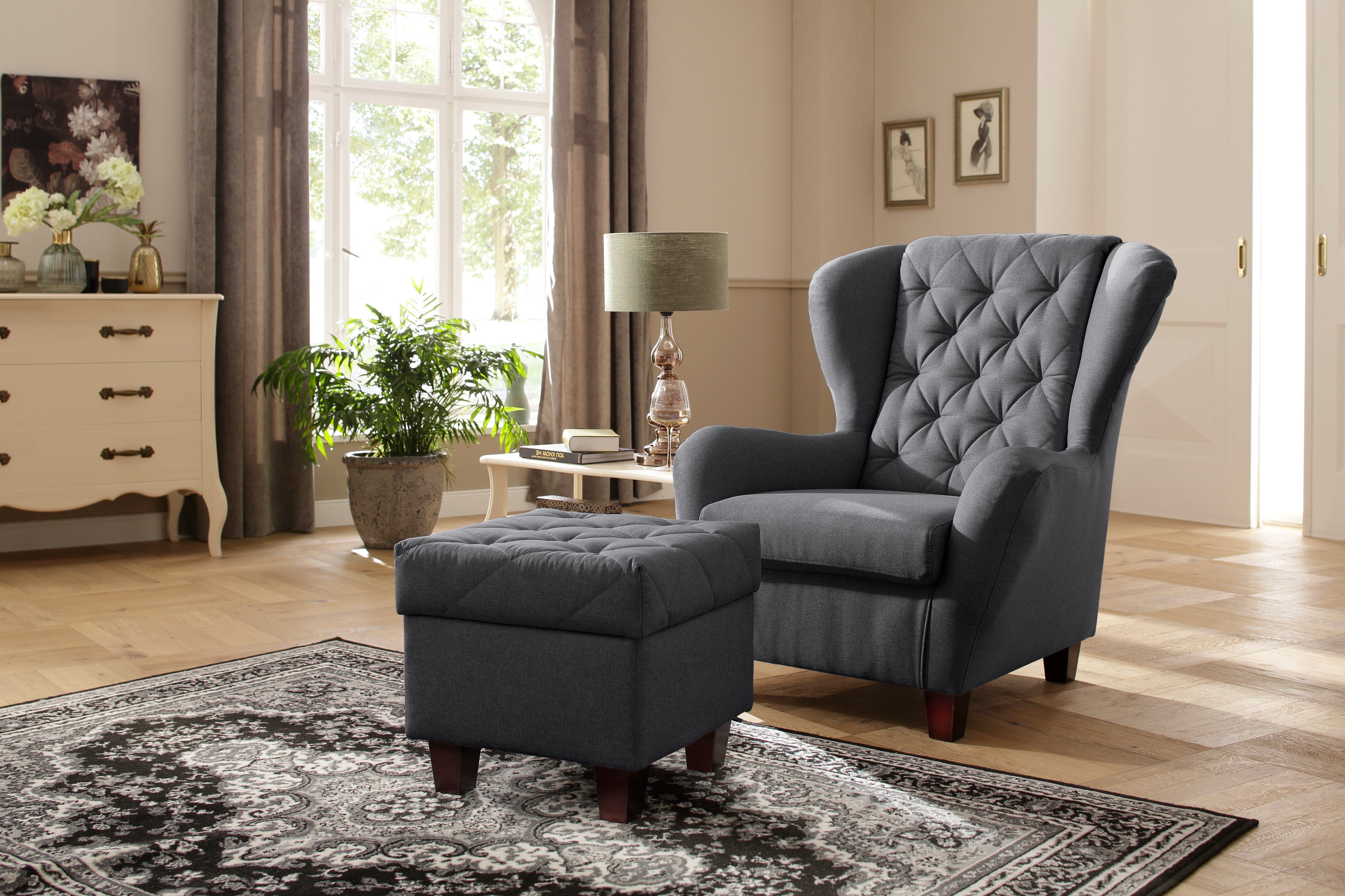 Home affaire Ohrensessel Alexandra, incl. Hocker, günstig online kaufen