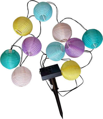 Provance Lichterkette Solar Lampionkette LED Lichterkette 10 bunte Lampions