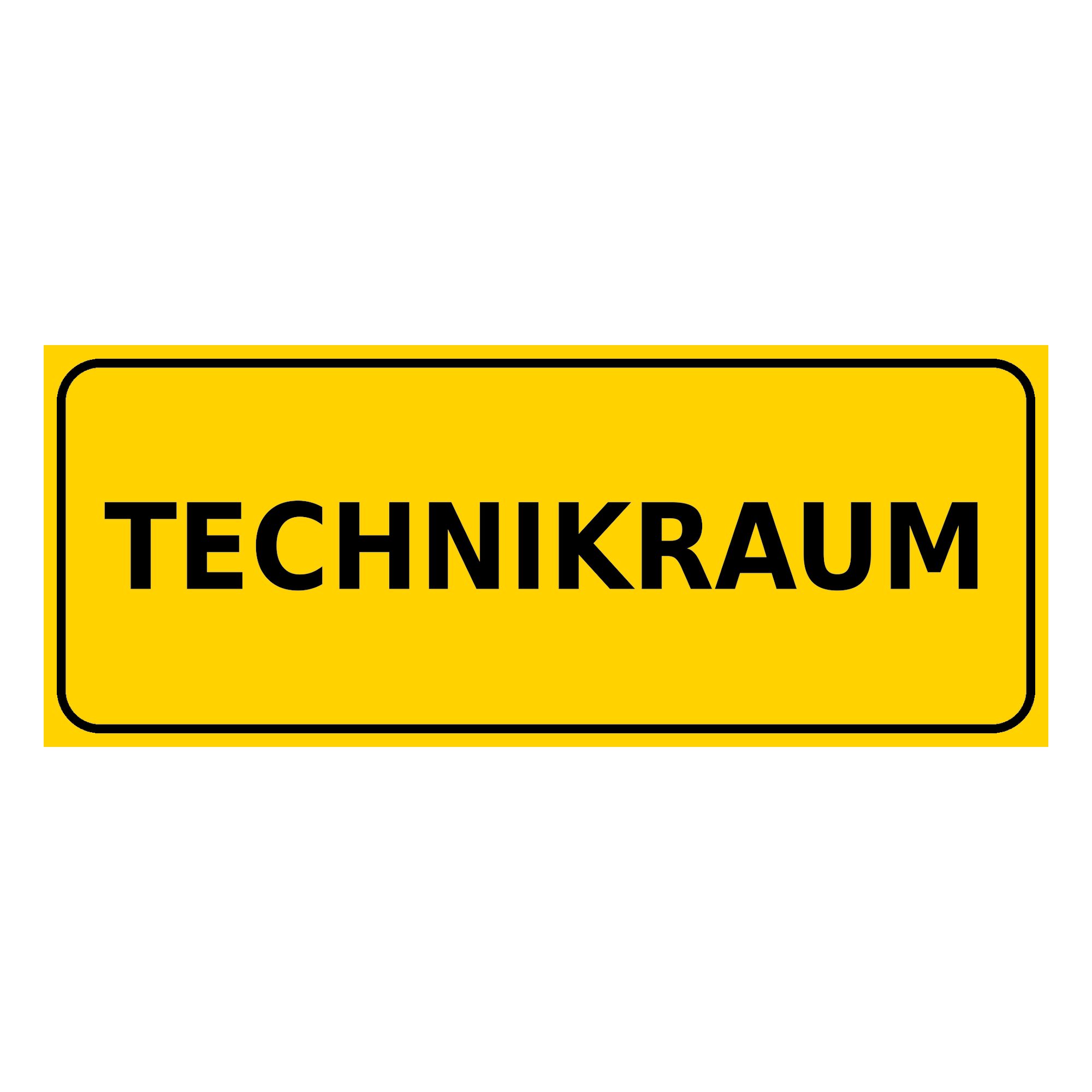 Nomiro Hinweisschild NOMIRO Türschild Hinweisschild Technikraum 15x6 cm - Kunststoff gelb s, (1 St), selbstklebend, lasergraviert