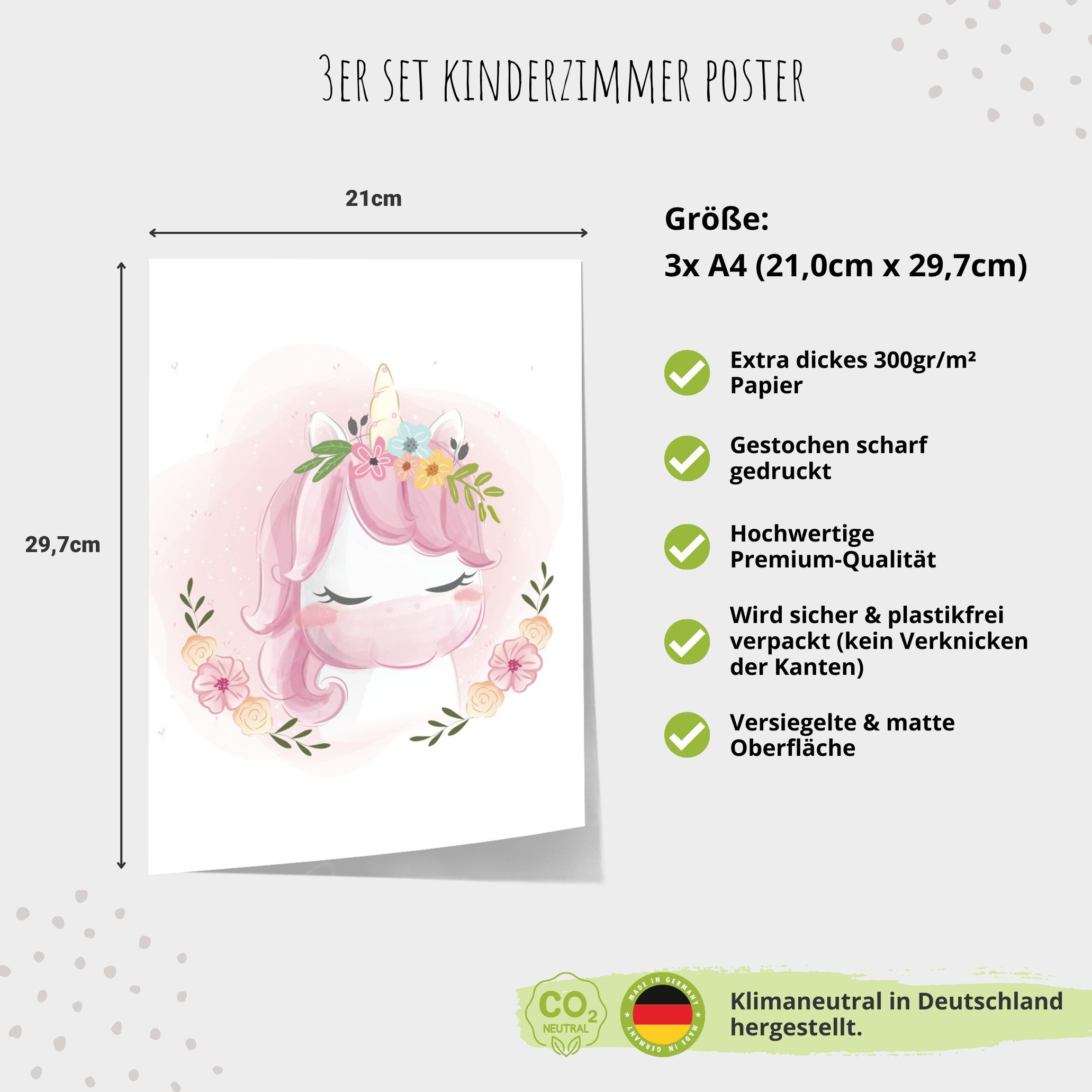 MeinBaby123® Poster Einhorn Bilder Kinderzimmer, Poster Kinderzimmer Deko, Babyzimmer Deko, Wandbilder, Einhorn, Prinzessin – Bild 4 von 5