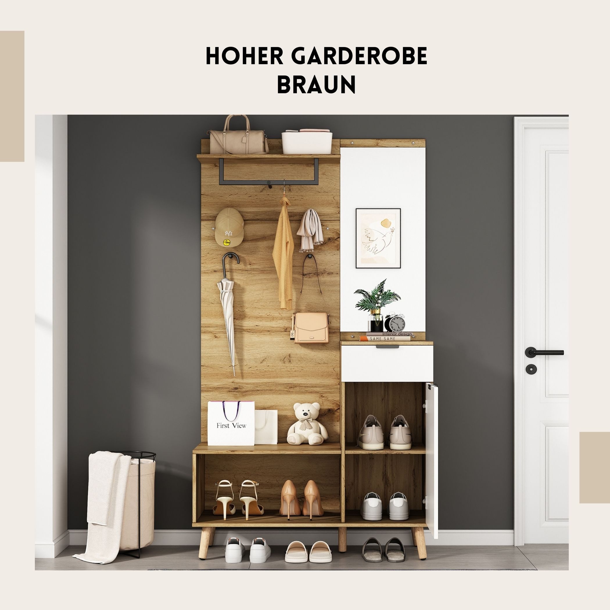 SeedWave Garderobe Garderobenschrank mit Schuhschrank, 8-in-1-Design günstig online kaufen