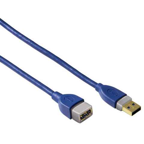 Hama USB 3.0 Verlängerung 1,8m Verlängerungs-Kabel Blau USB-Kabel, USB Typ A, USB Typ A, USB 3.0, doppelt geschirmt, vergoldet, für PC, Drucker, USB-Hub etc.