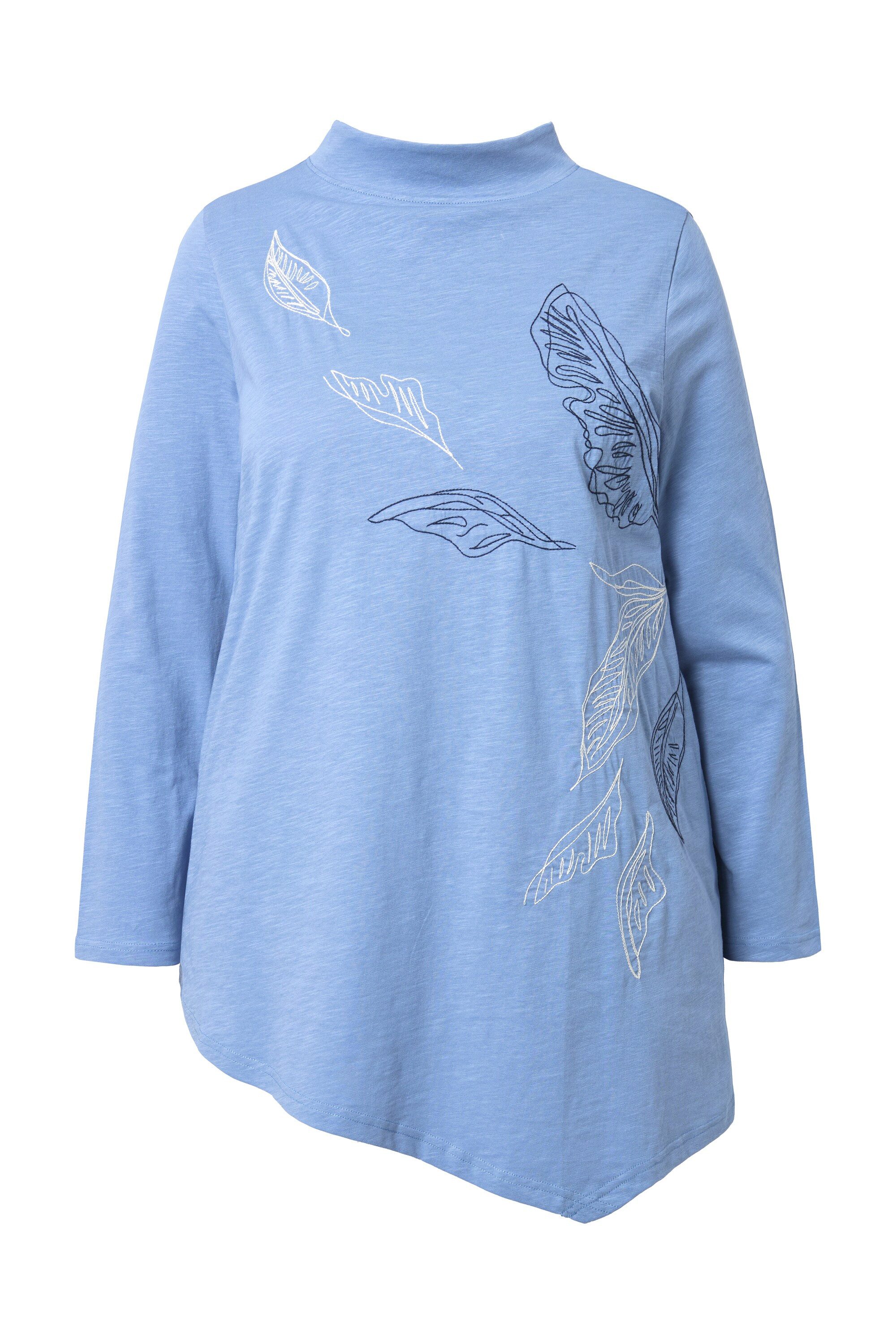 Ulla Popken Longshirt Longshirt Stickerei Stehkragen Langarm günstig online kaufen