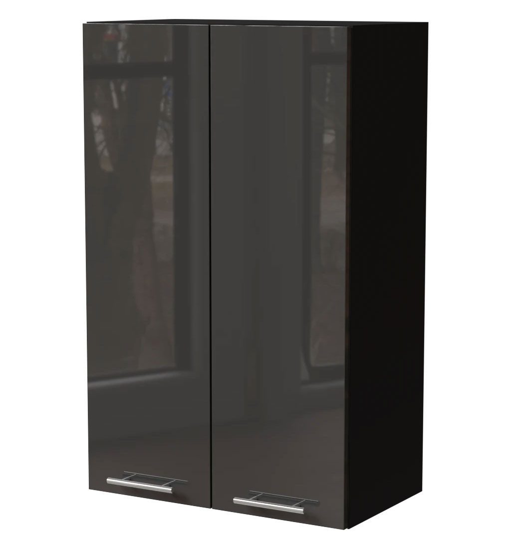Feldmann-Wohnen Klapphängeschrank Essen (W4/60, 2-türig, 3 Einlegeböden, 1-St., Küchenhängeschrank) 60x32,5x96cm schwarz - graphit Hochglanz (ES-W4/60)