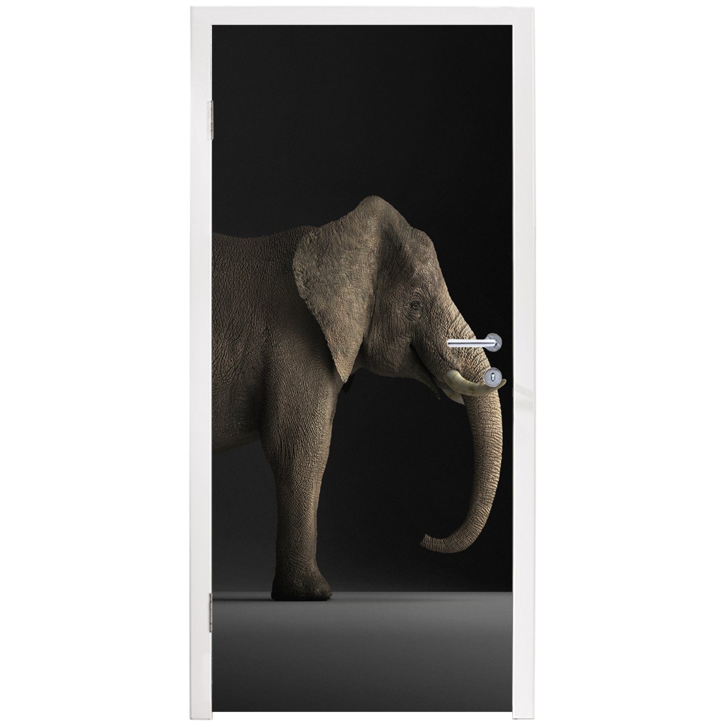 Elefant (1 MuchoWow Fototapete 75x205 bedruckt, cm - - Matt, Tiere für Tür, Türaufkleber, Licht, Türtapete St),
