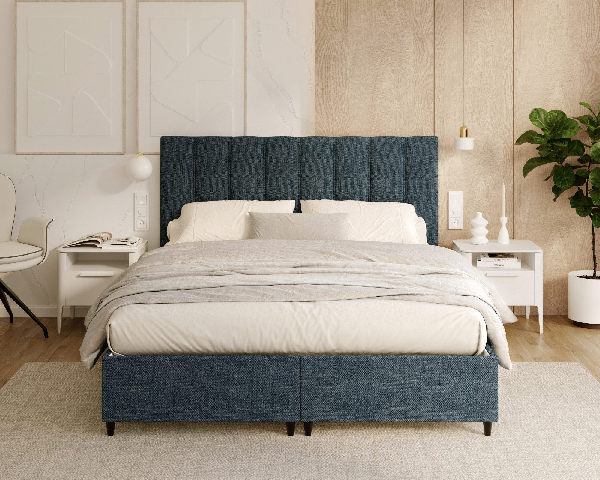 thematys Polsterbett Bett Stauraumbett Bezug Ottawa / 140x200, 160x200, 180x200cm (MADE IN EU - mit hochwertigem Bouclé oder Cleo Bezug, Bettrahmen, Bett, Optional mit Matratze bestellbar, mit großen gepolsterten Kopfteil), Metallrahmen mit Lattenrost, hydraulische Klappfunktion für Stauraum, mit großen gepolsterten Kopfteil, mit Bettkasten zum aufklappen), Metallrahmen mit Lattenrost, hydraulische Klappfunktion für Stauraum